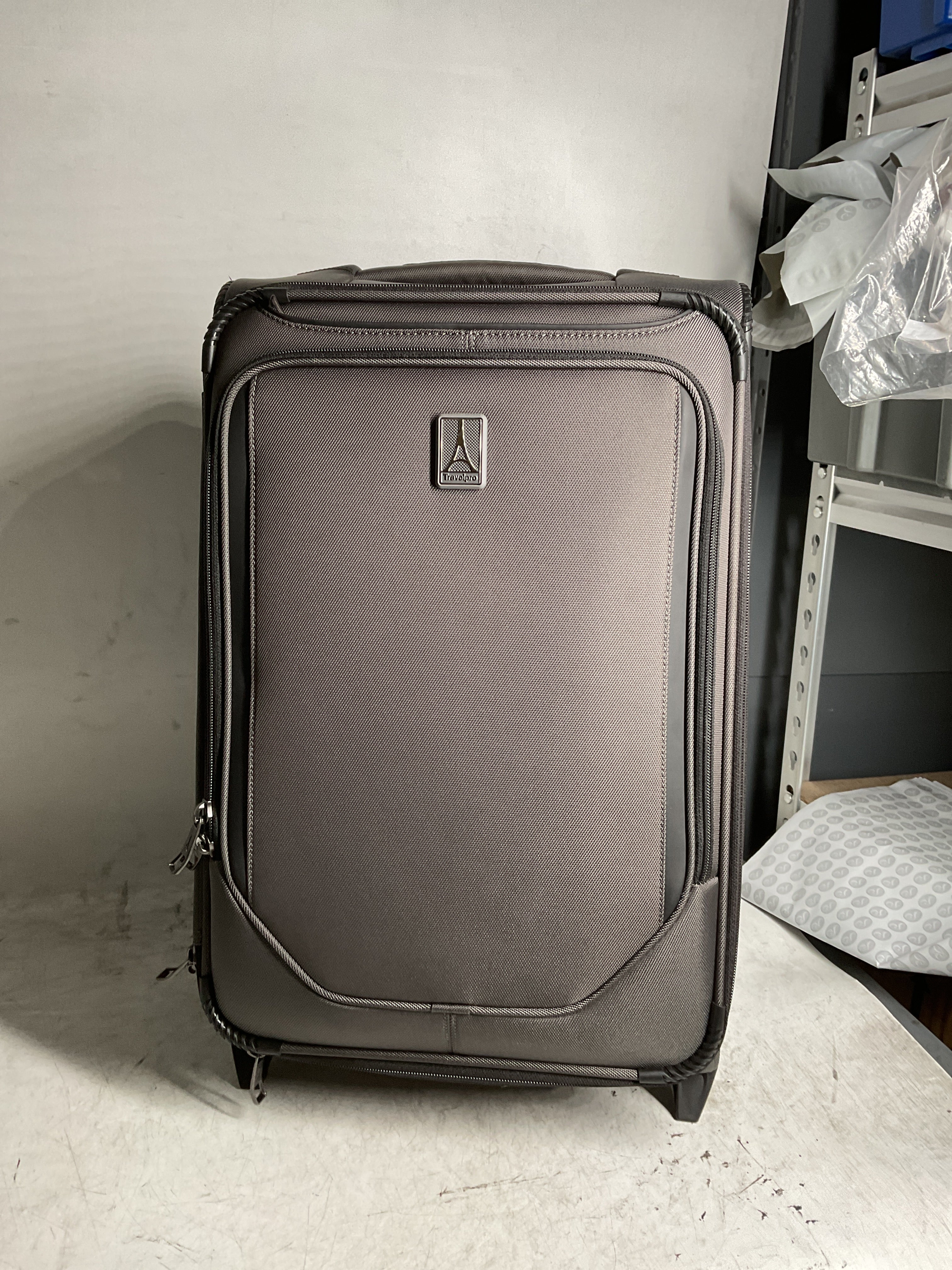 Travelpro Crew Classic Lightweight Softside Expandable Luggage, 8 Wheel Spinner Suitcase, Men and Women ( Titanium Grey , Carry-On ) Titanium Grey Carry On U1