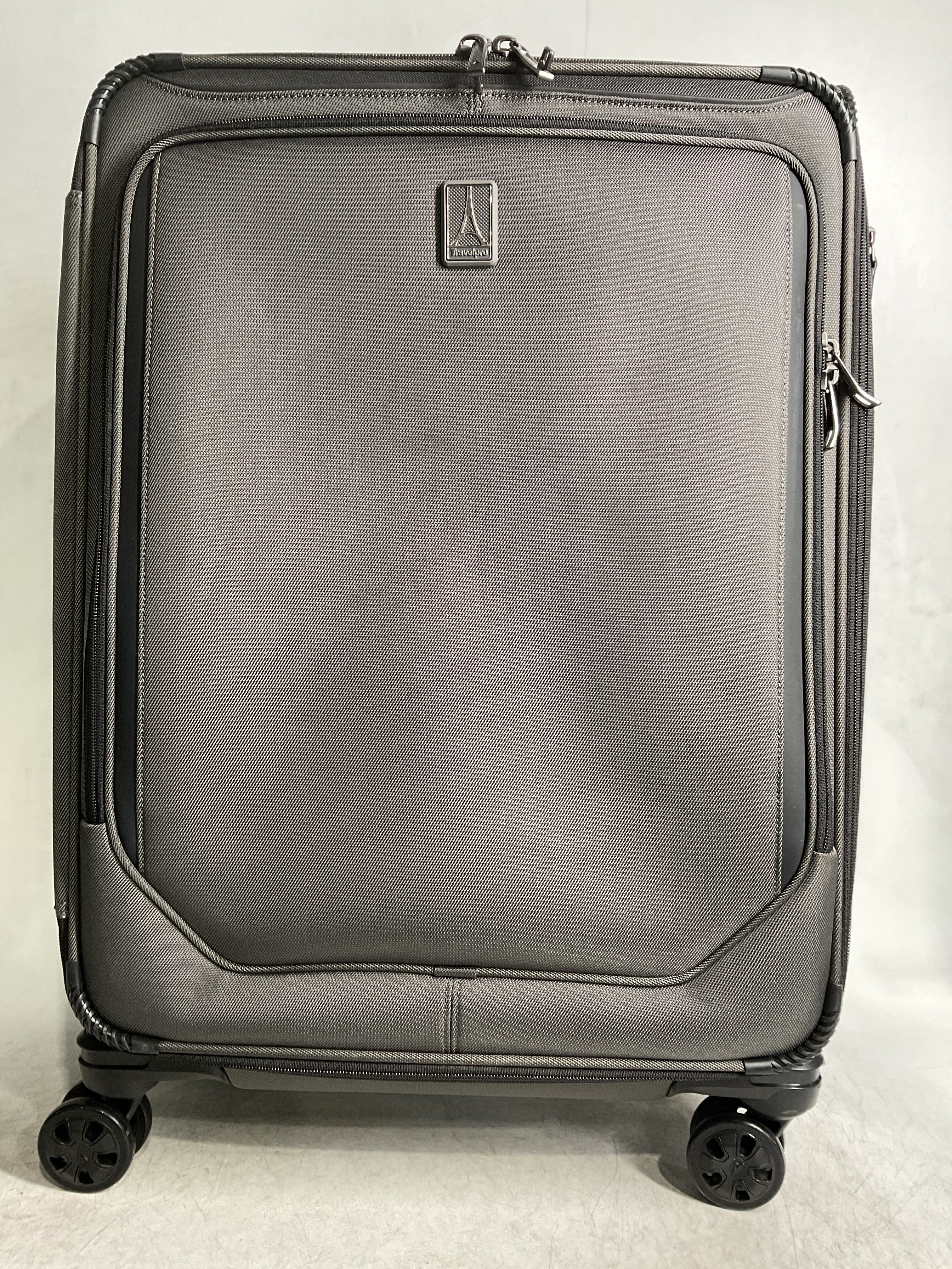 Travelpro Crew Classic Lightweight Softside Expandable Luggage, 2 Wheel Upright Rollaboard Suitcase, Men and Women ( Titanium Grey , Checked Medium ) Titanium Grey Checked Medium U3