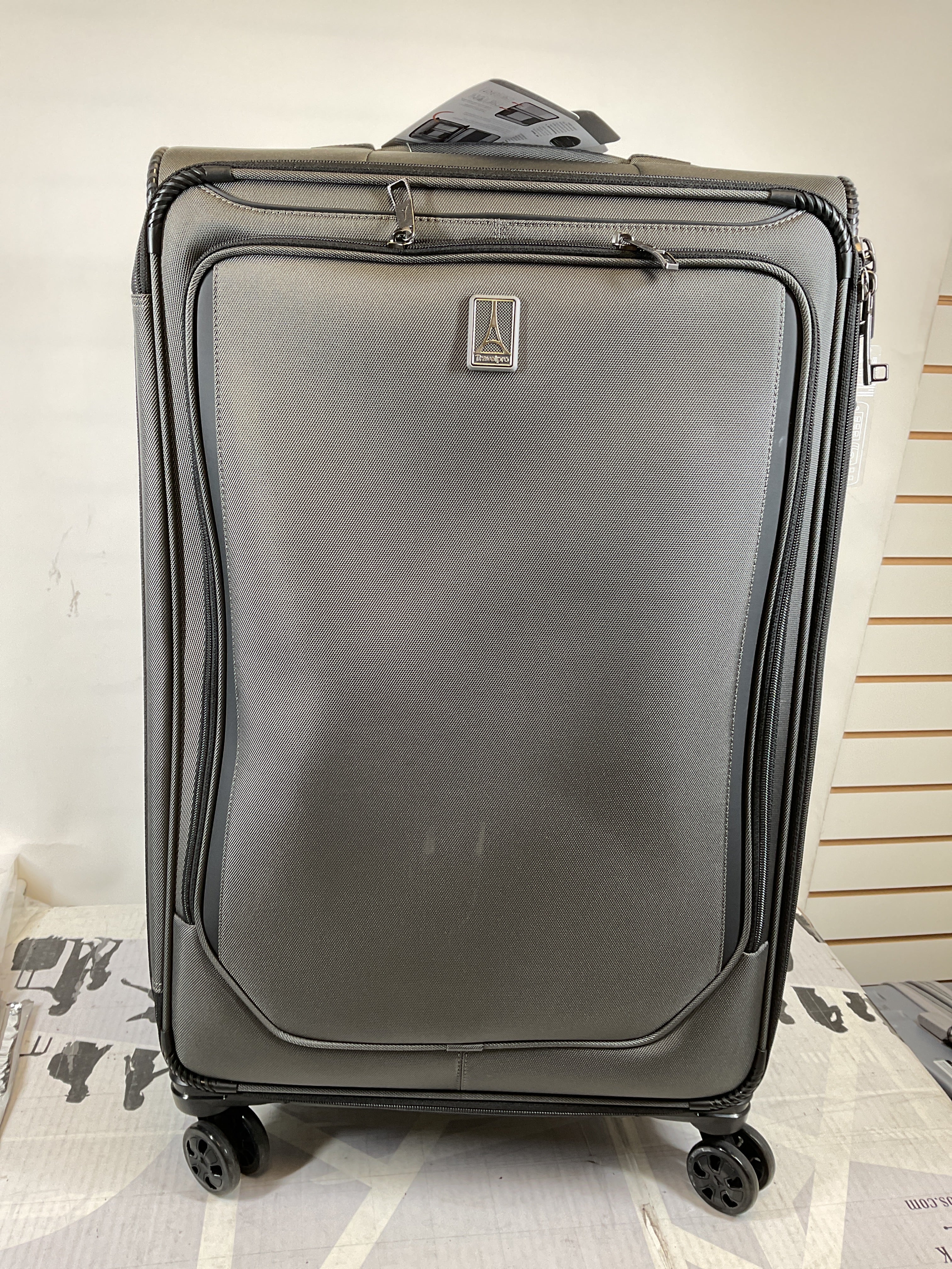 Travelpro Crew Classic Lightweight Softside Expandable Luggage, 2 Wheel Upright Rollaboard Suitcase, Men and Women ( Titanium Grey , Checked Large 29-Inch ) Titanium Grey Checked Large 29 Inch U4