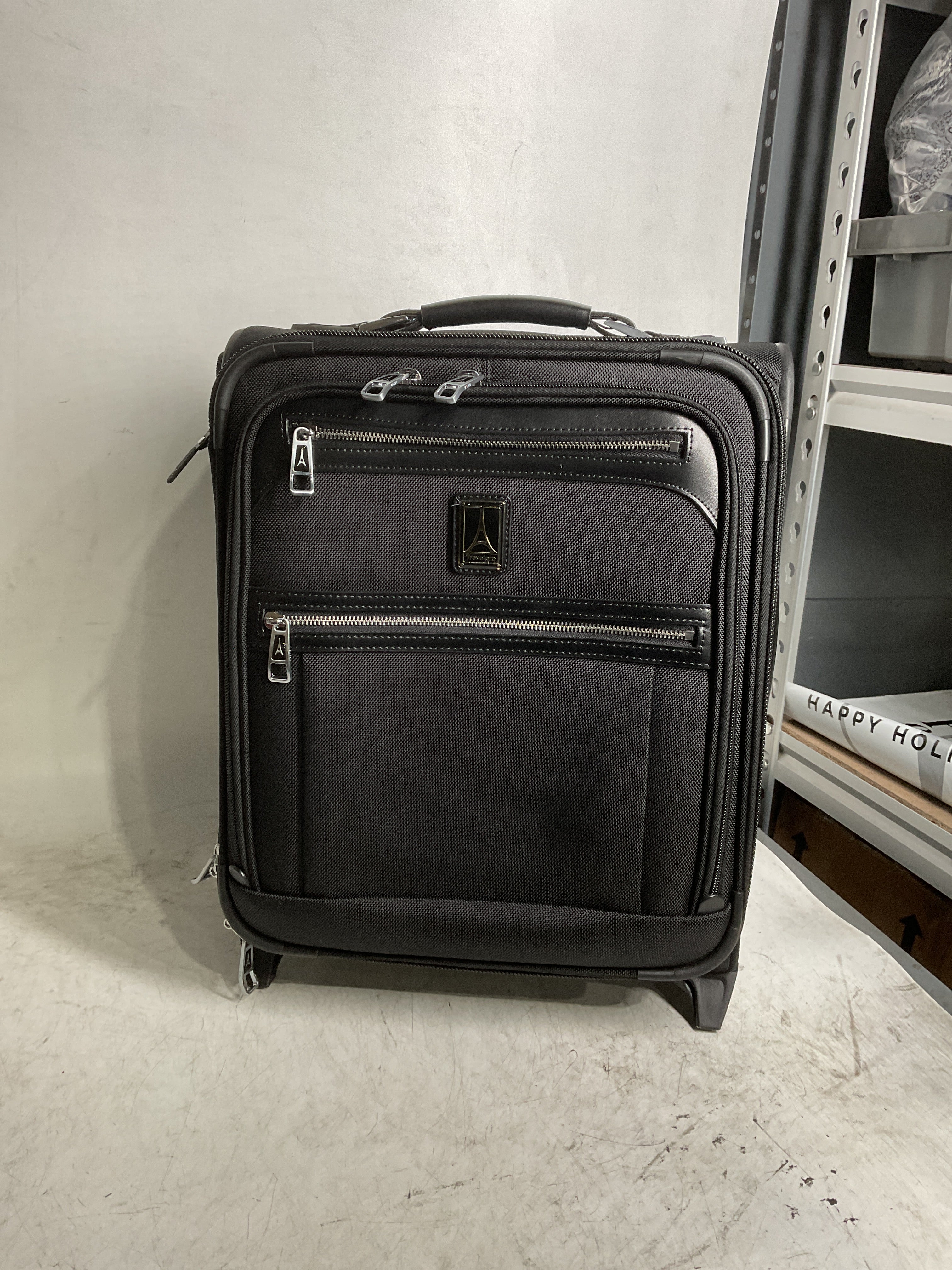 Travelpro Platinum Elite Softside Expandable Luggage, 2 Wheel Upright Suitcase, USB Port, Men and Women ( Shadow Black , Carry-On 16-Inch ) Shadow Black Carry On 16 Inch U9