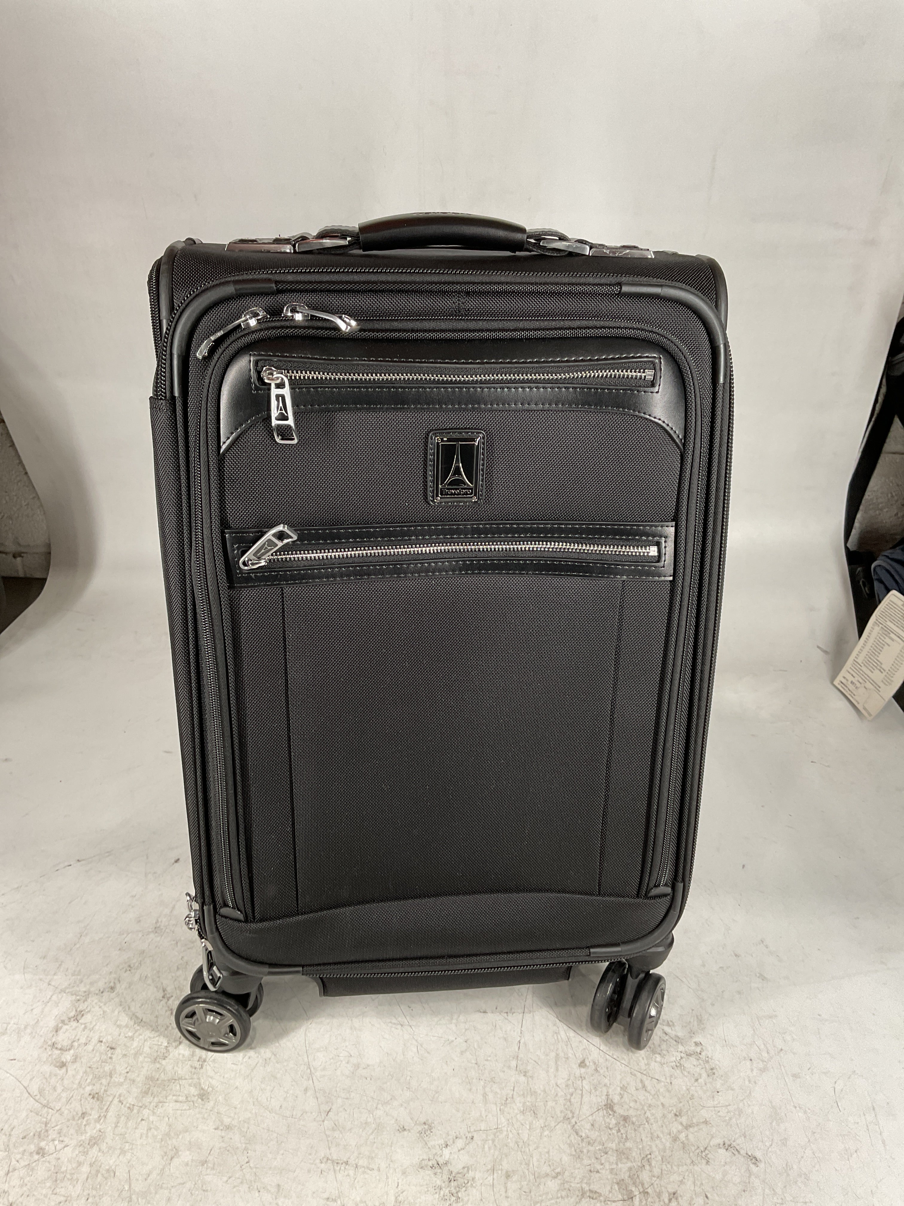 Travelpro Platinum Elite Softside Expandable Luggage, 8 Wheel Spinner Suitcase, USB Port, Suiter, Men and Women Shadow Black Carry On 21 Inch U16
