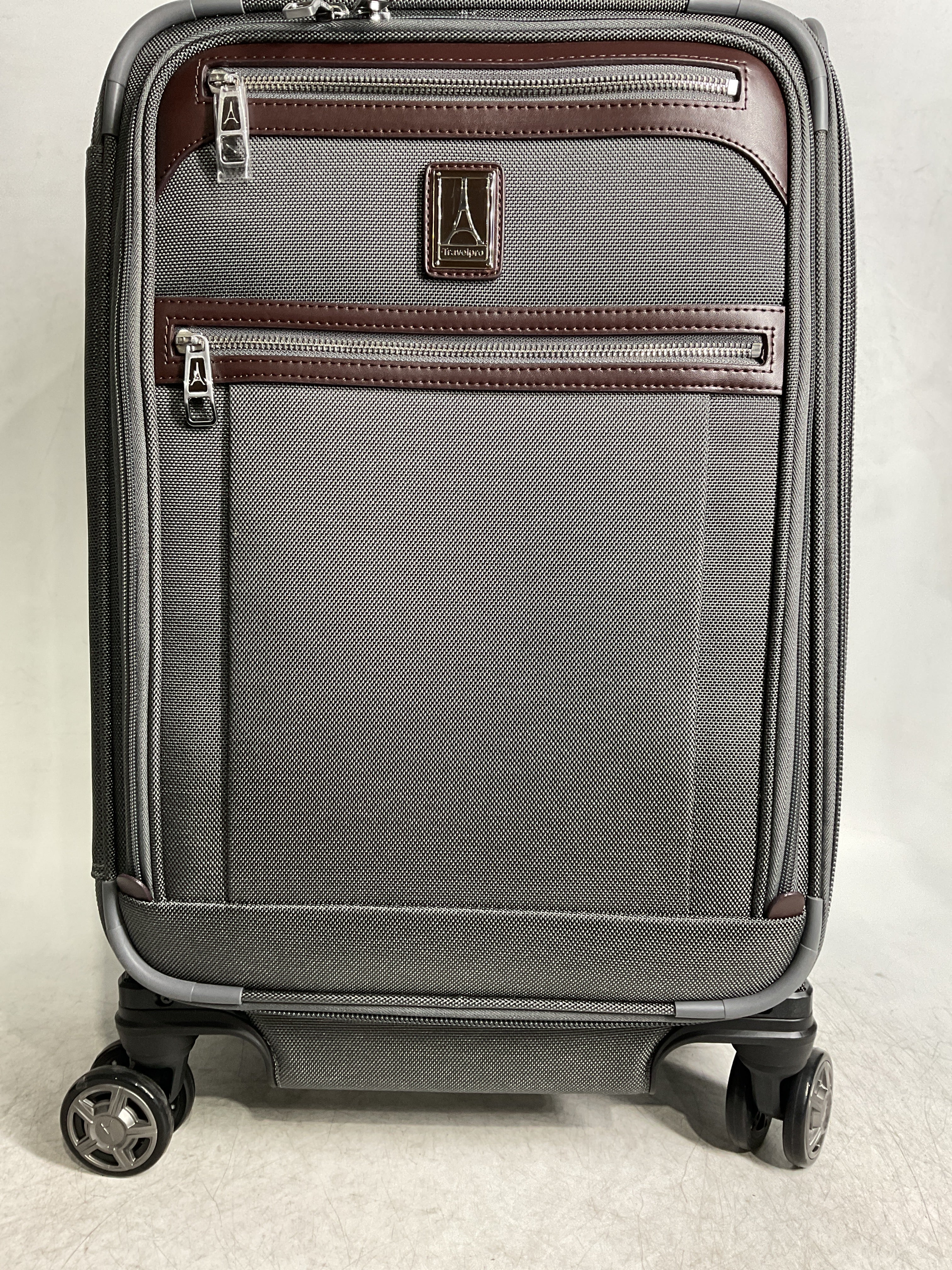 Travelpro Platinum Elite Softside Expandable Checked Luggage, 8 Wheel Spinner Large Suitcase, TSA Lock, Men and Women ( Vintage Grey , Carry-On 21-Inch ) Vintage Grey Carry On 21 Inch U10