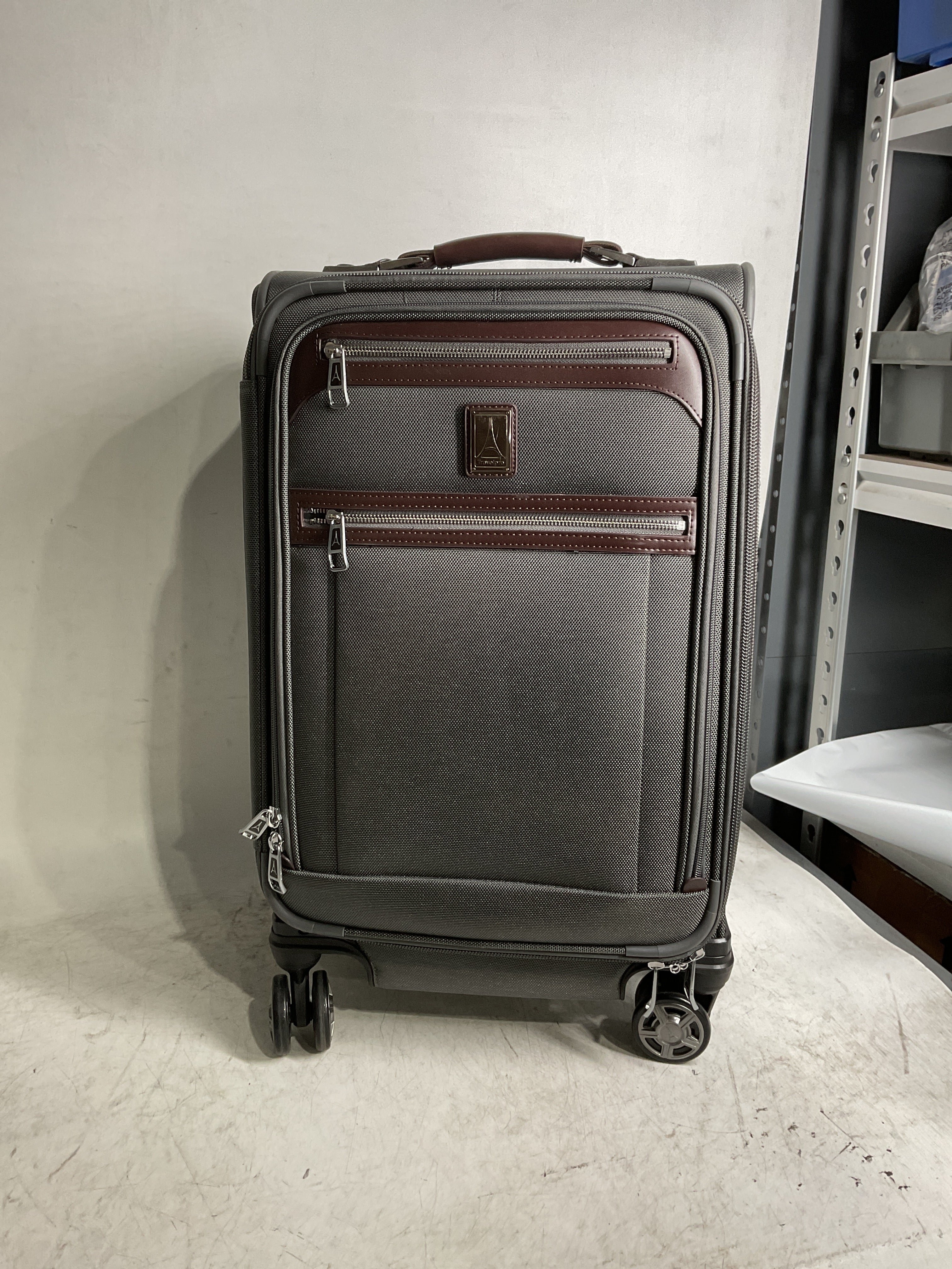 Travelpro Platinum Elite Softside Expandable Checked Luggage, 8 Wheel Spinner Large Suitcase, TSA Lock, Men and Women ( Vintage Grey , Carry-On 21-Inch ) Vintage Grey Carry On 21 Inch U9