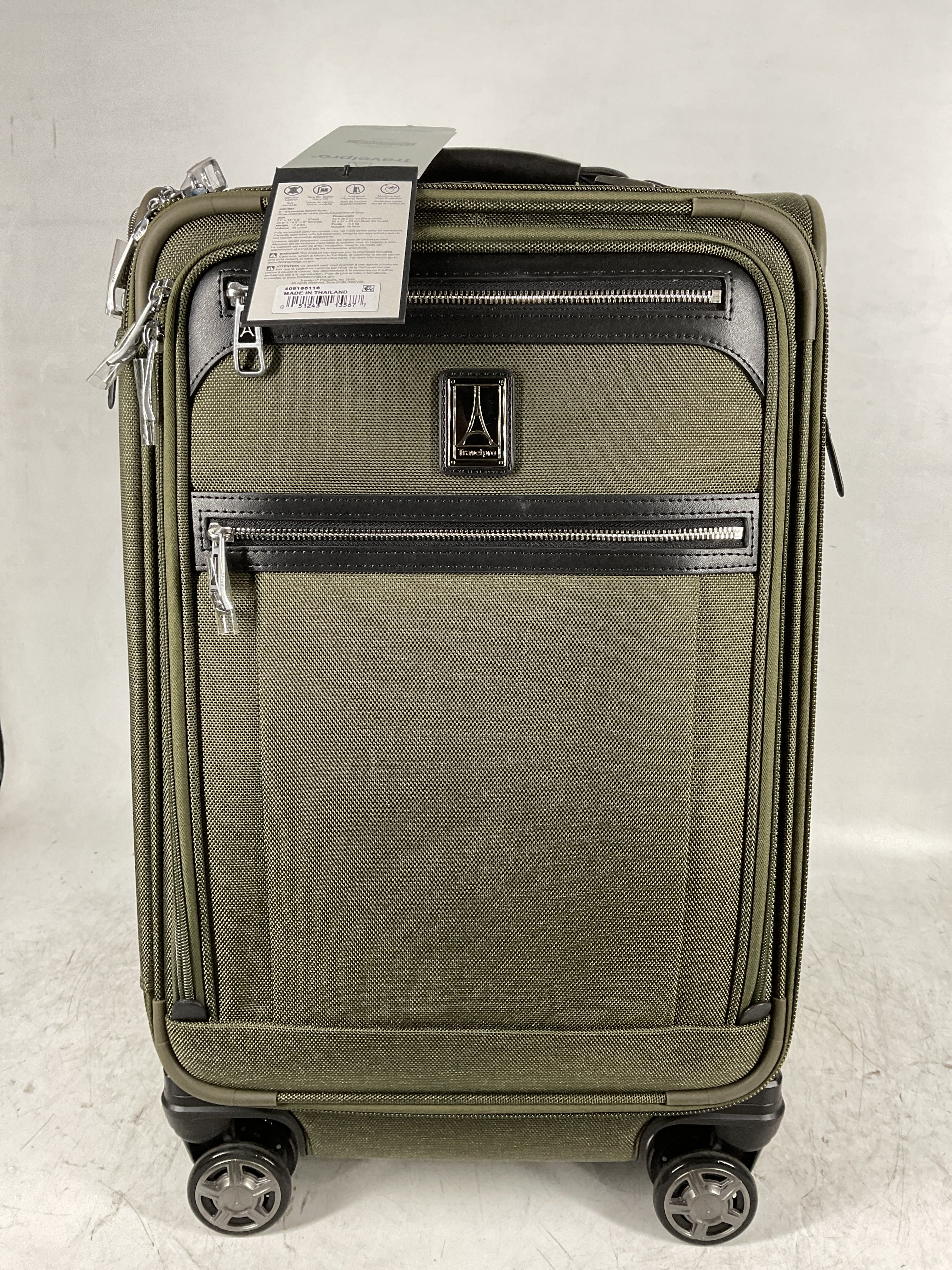 Travelpro Platinum Elite Softside Expandable Checked Luggage, 8 Wheel Spinner Large Suitcase, TSA Lock, Men and Women ( Pilot Green , Carry-On 21-Inch ) Pilot Green Carry On 21 Inch U1