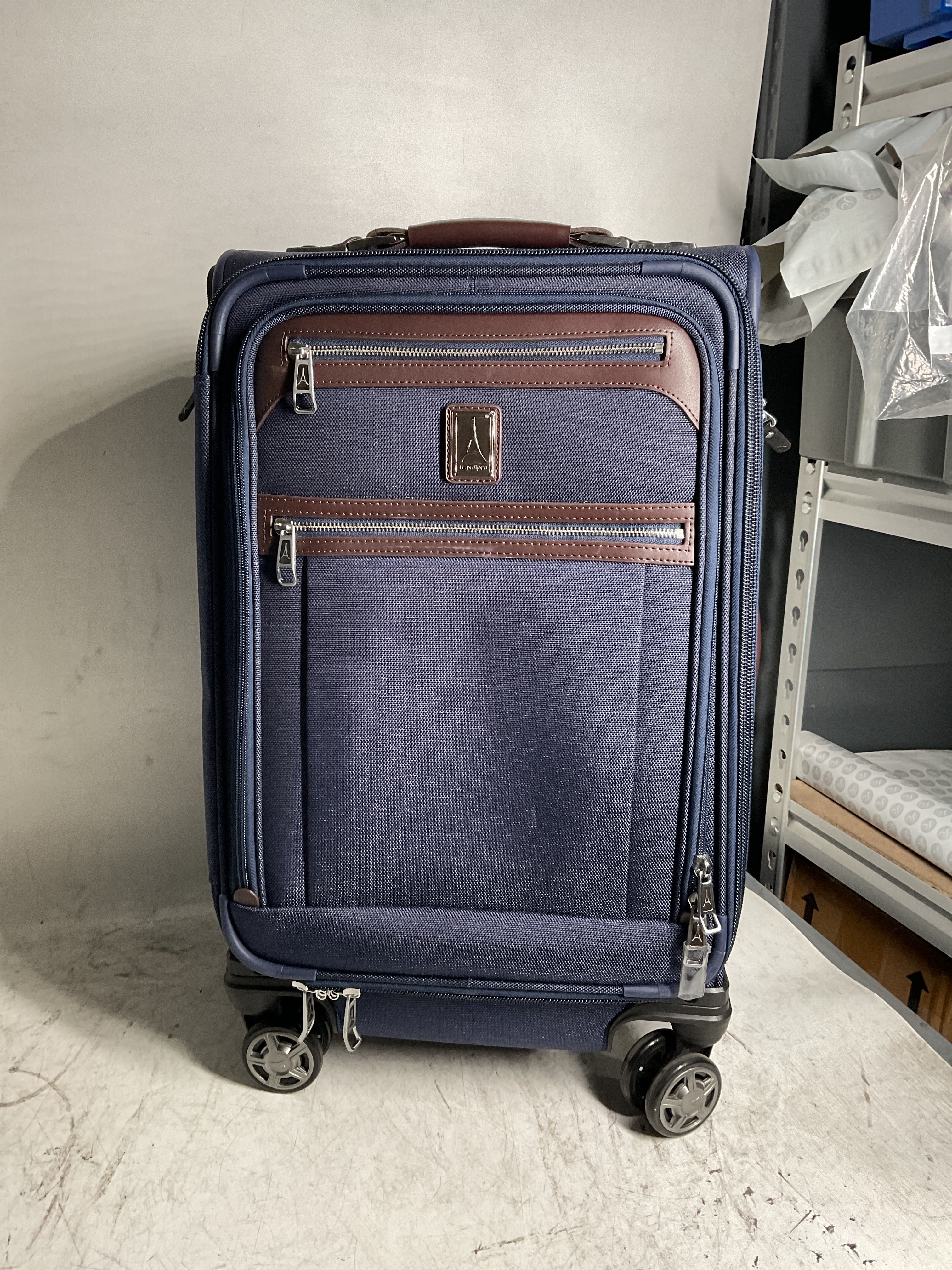 Travelpro Platinum Elite Softside Expandable Checked Luggage, 8 Wheel Spinner Large Suitcase, TSA Lock, Men and Women ( True Navy Blue , Carry-On 21-Inch ) True Navy Blue Carry On 21 Inch U6