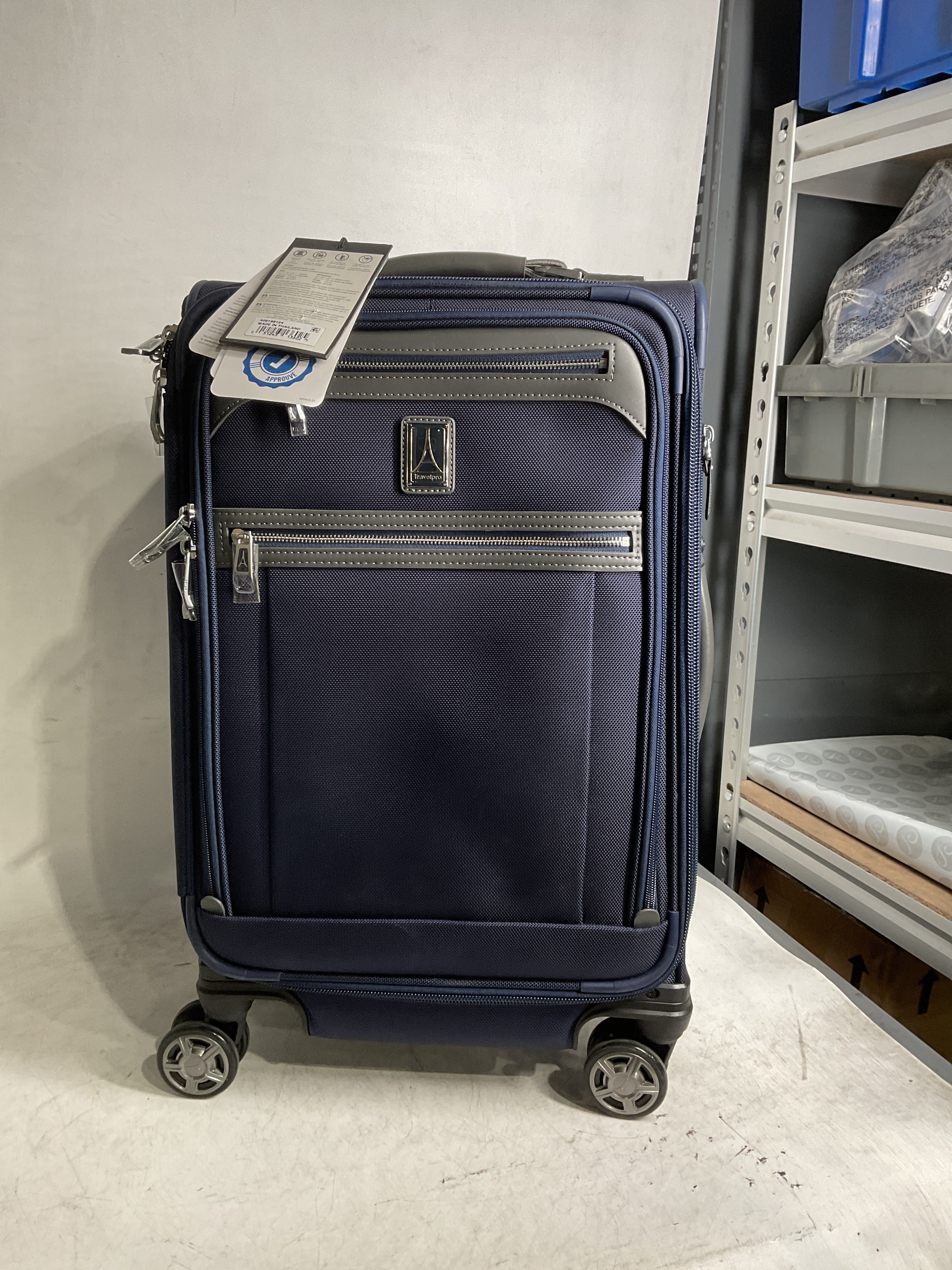 Travelpro Platinum Elite Softside Expandable Checked Luggage, 8 Wheel Spinner Large Suitcase, TSA Lock, Men and Women ( Dark Blue , Carry-On 21-Inch ) Dark Blue Carry On 21 Inch U3