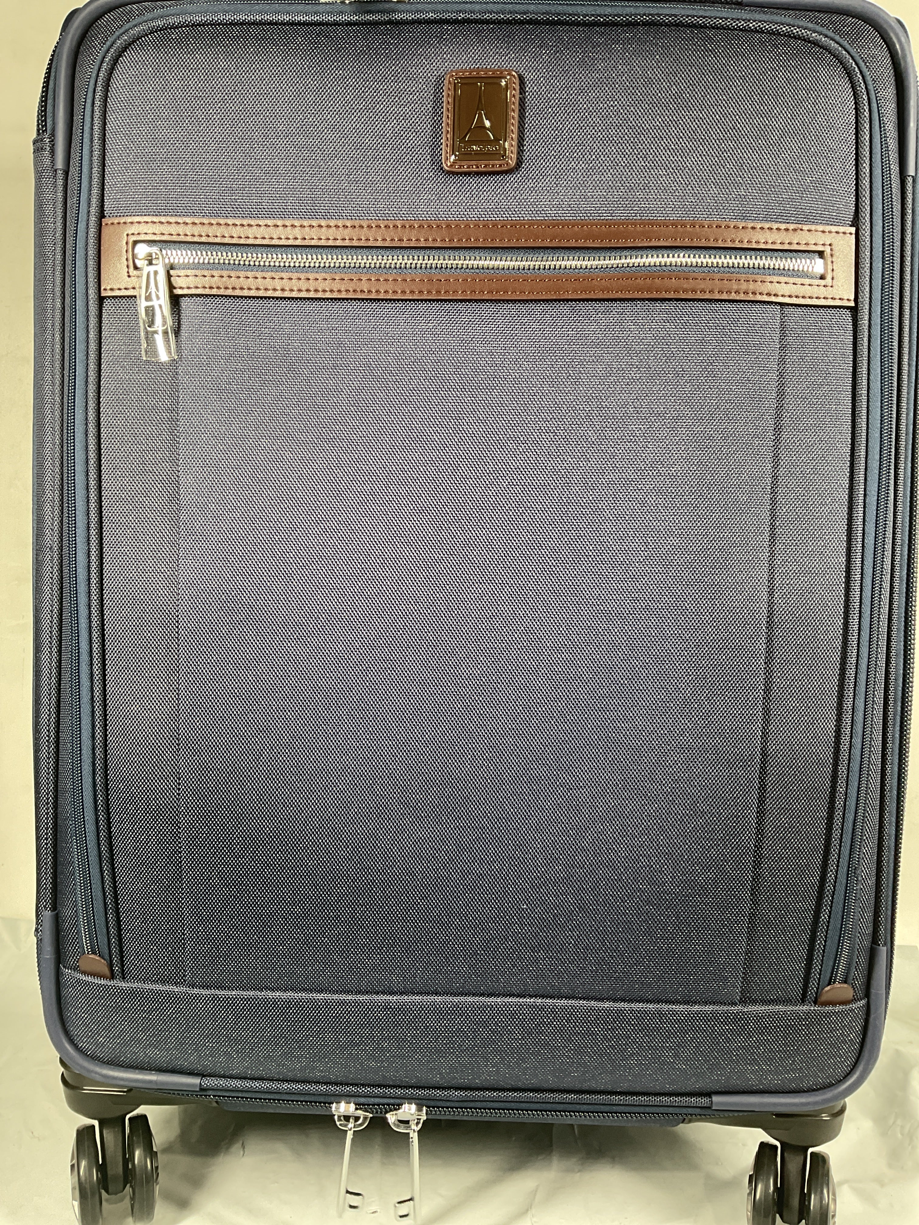 Travelpro Platinum Elite Softside Expandable Checked Luggage, 8 Wheel Spinner Large Suitcase, TSA Lock, Men and Women ( True Navy Blue , Checked-Medium 25-Inch ) True Navy Blue Checked Medium 25 Inch U5