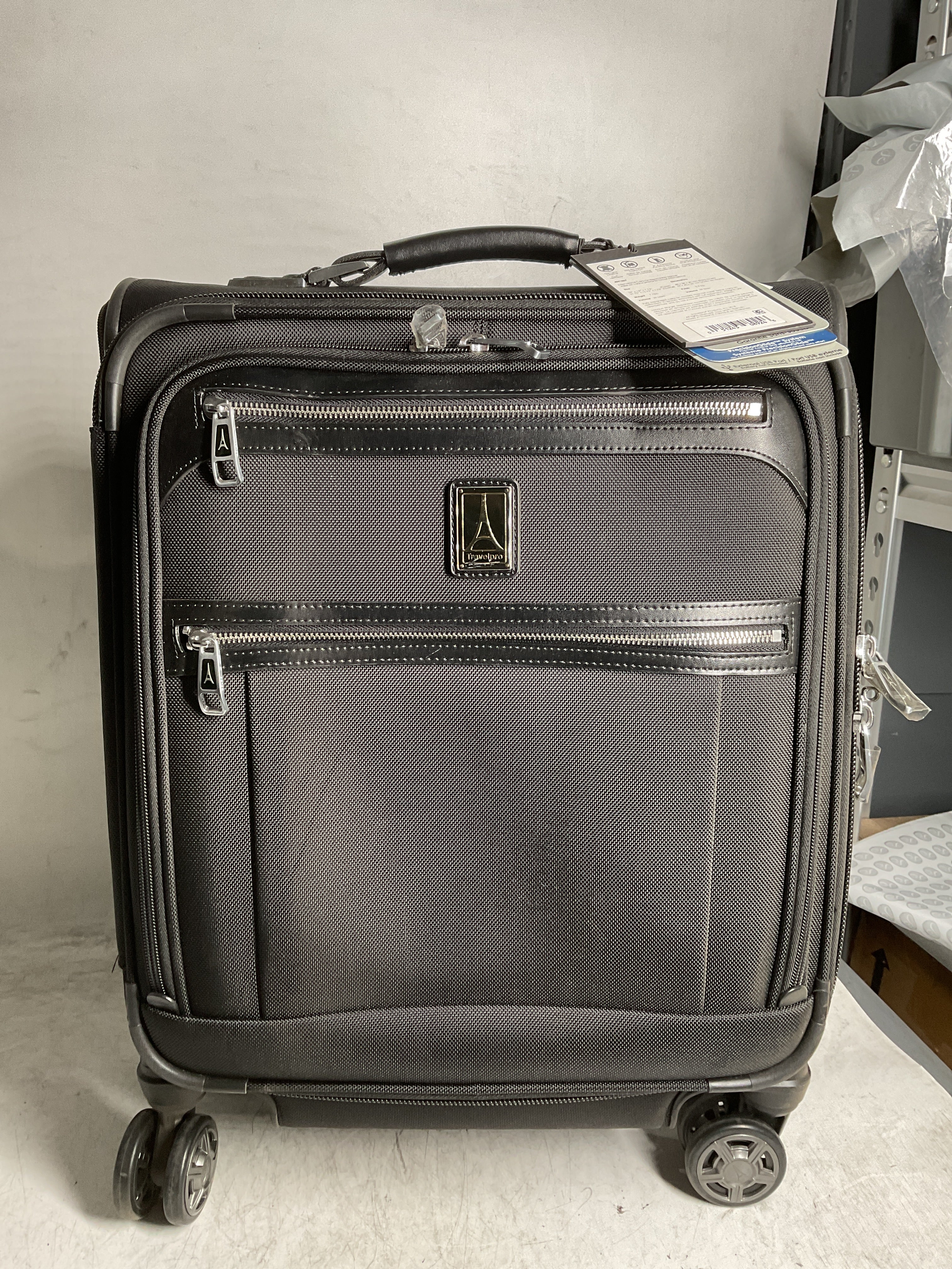 Travelpro Platinum Elite Softside Expandable Checked Luggage, 8 Wheel Spinner Large Suitcase, TSA Lock, Men and Women ( Shadow Black , Carry-On 19-Inch ) Shadow Black Carry On 19 Inch U12
