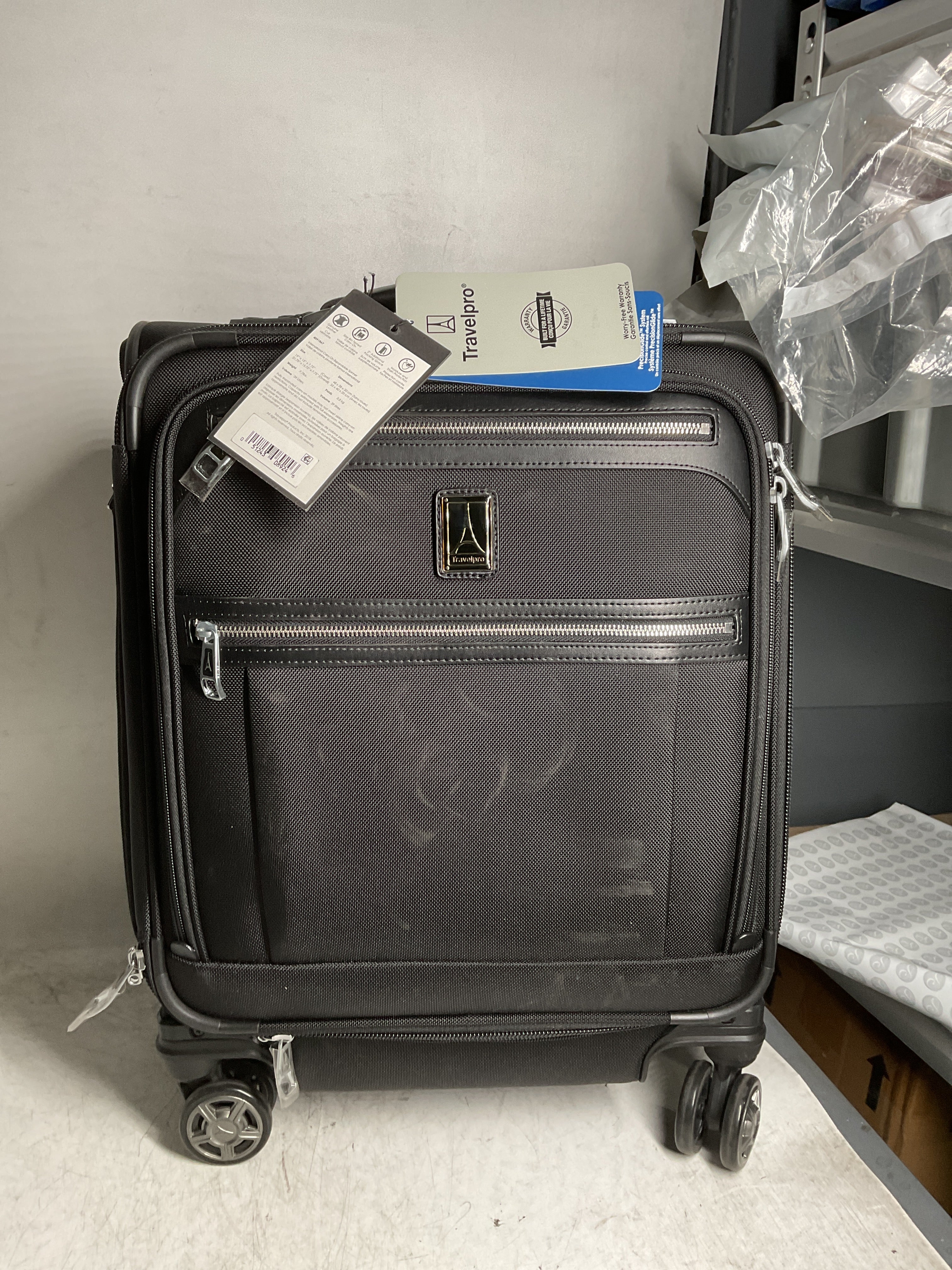 Travelpro Platinum Elite Softside Expandable Checked Luggage, 8 Wheel Spinner Large Suitcase, TSA Lock, Men and Women ( Shadow Black , Carry-On 19-Inch ) Shadow Black Carry On 19 Inch U13