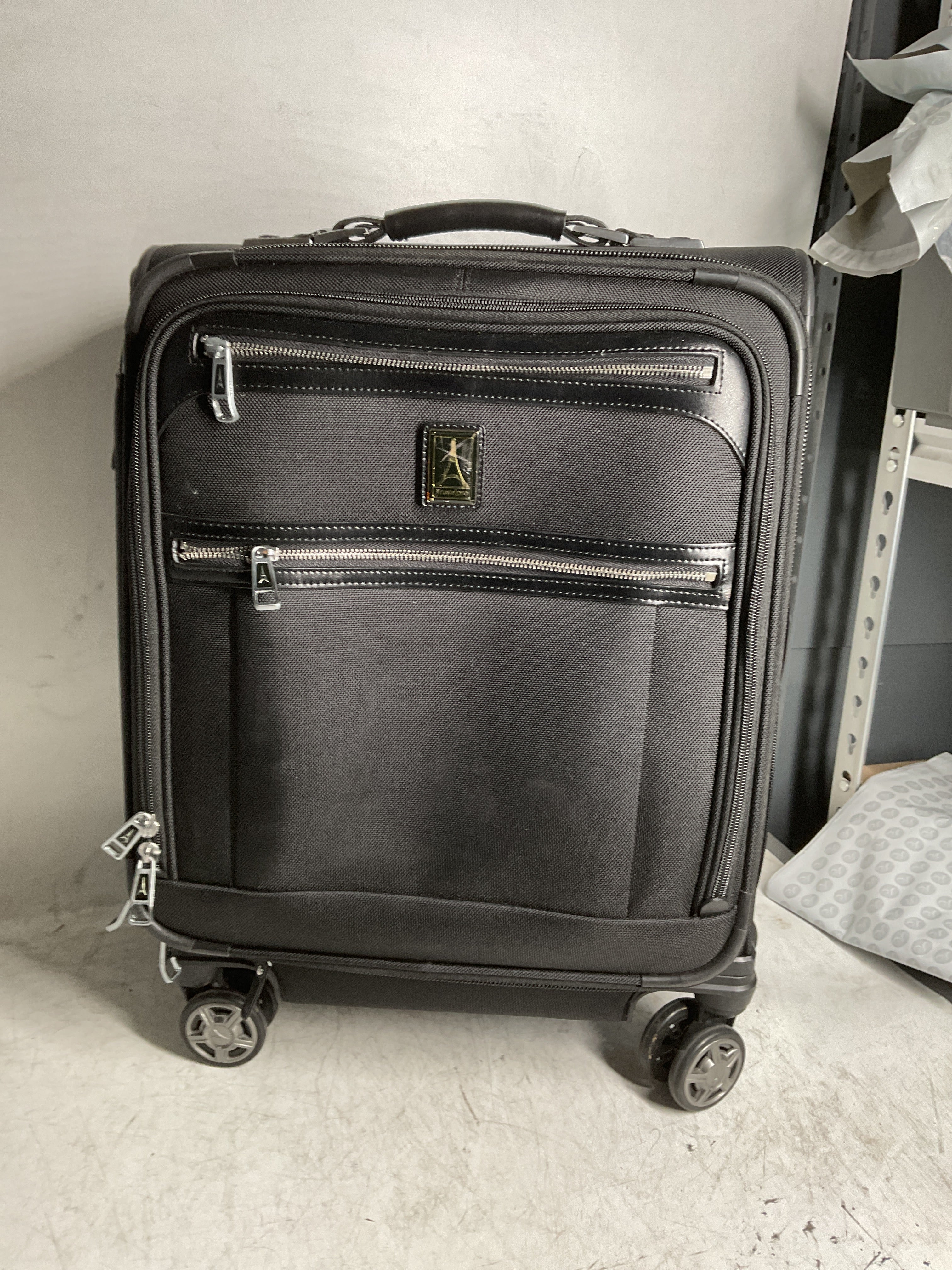 Travelpro Platinum Elite Softside Expandable Checked Luggage, 8 Wheel Spinner Large Suitcase, TSA Lock, Men and Women ( Shadow Black , Carry-On 19-Inch ) Shadow Black Carry On 19 Inch U15