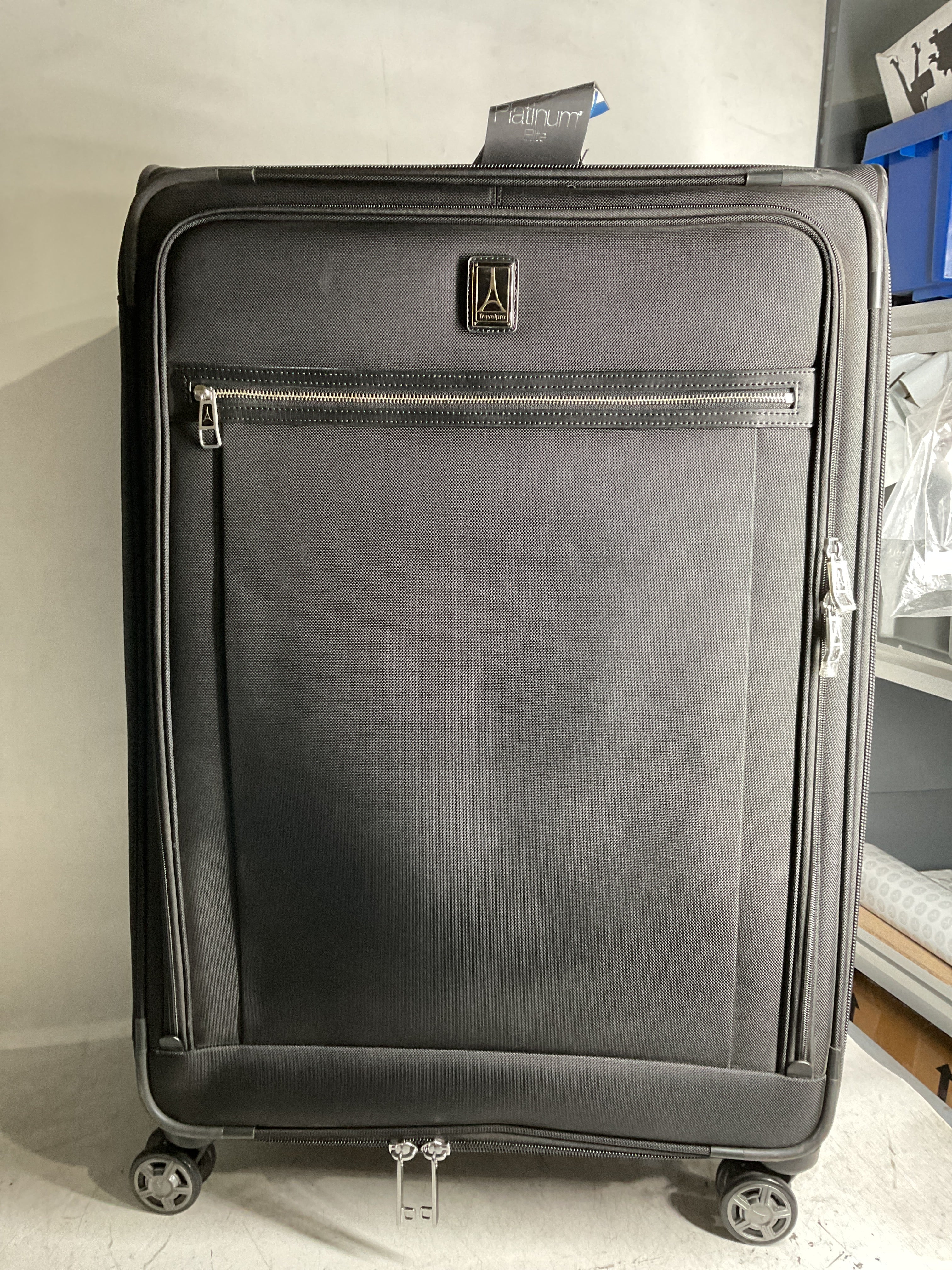 Travelpro Platinum Elite Softside Expandable Checked Luggage, 8 Wheel Spinner Large Suitcase, TSA Lock, Men and Women ( Shadow Black , Checked-Large 29-Inch ) Shadow Black Checked Large 29 Inch U12