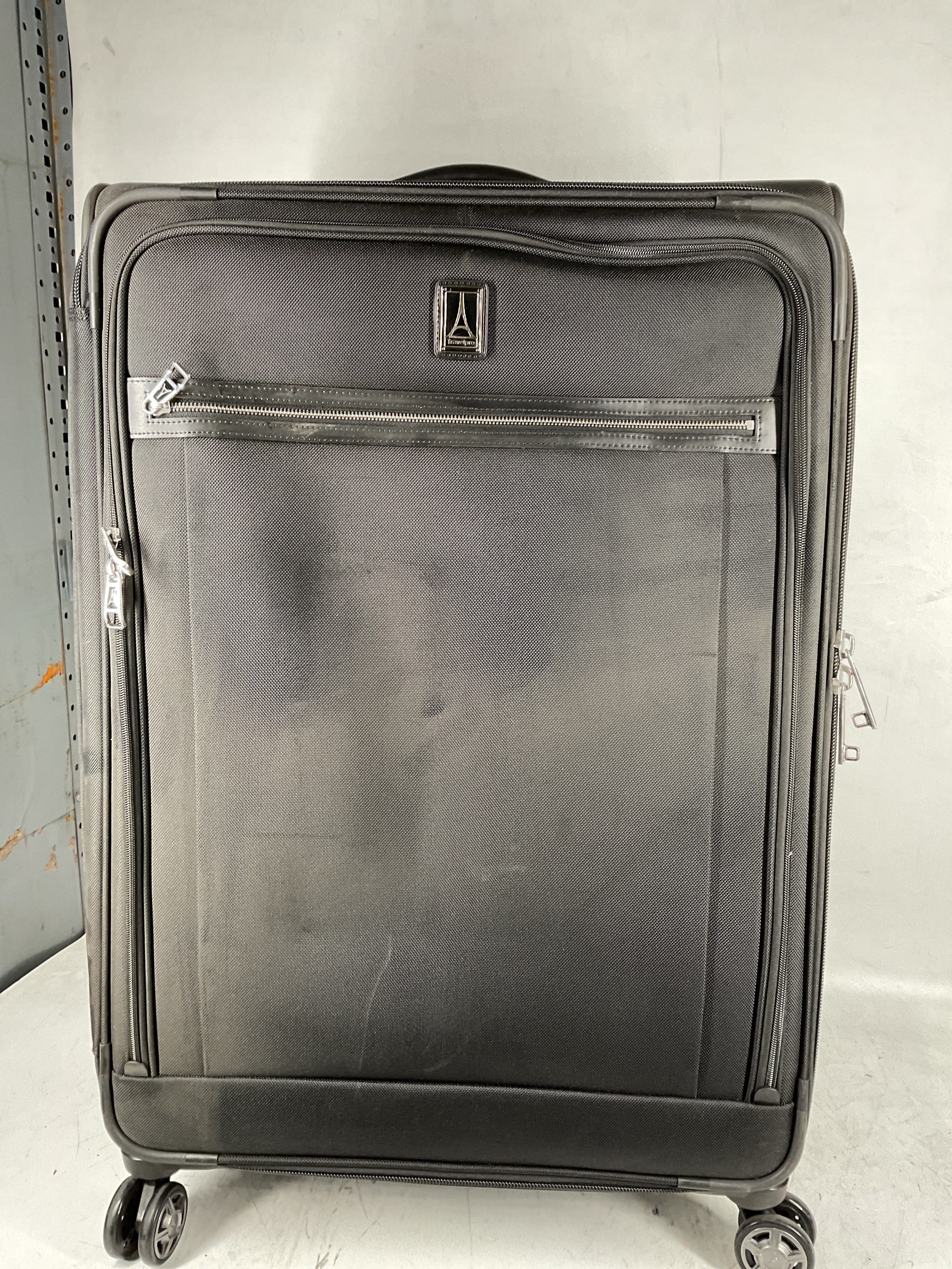 Travelpro Platinum Elite Softside Expandable Luggage, 8 Wheel Spinner Suitcase, USB Port, Suiter, Men and Women Shadow Black Checked Large 29 Inch U8