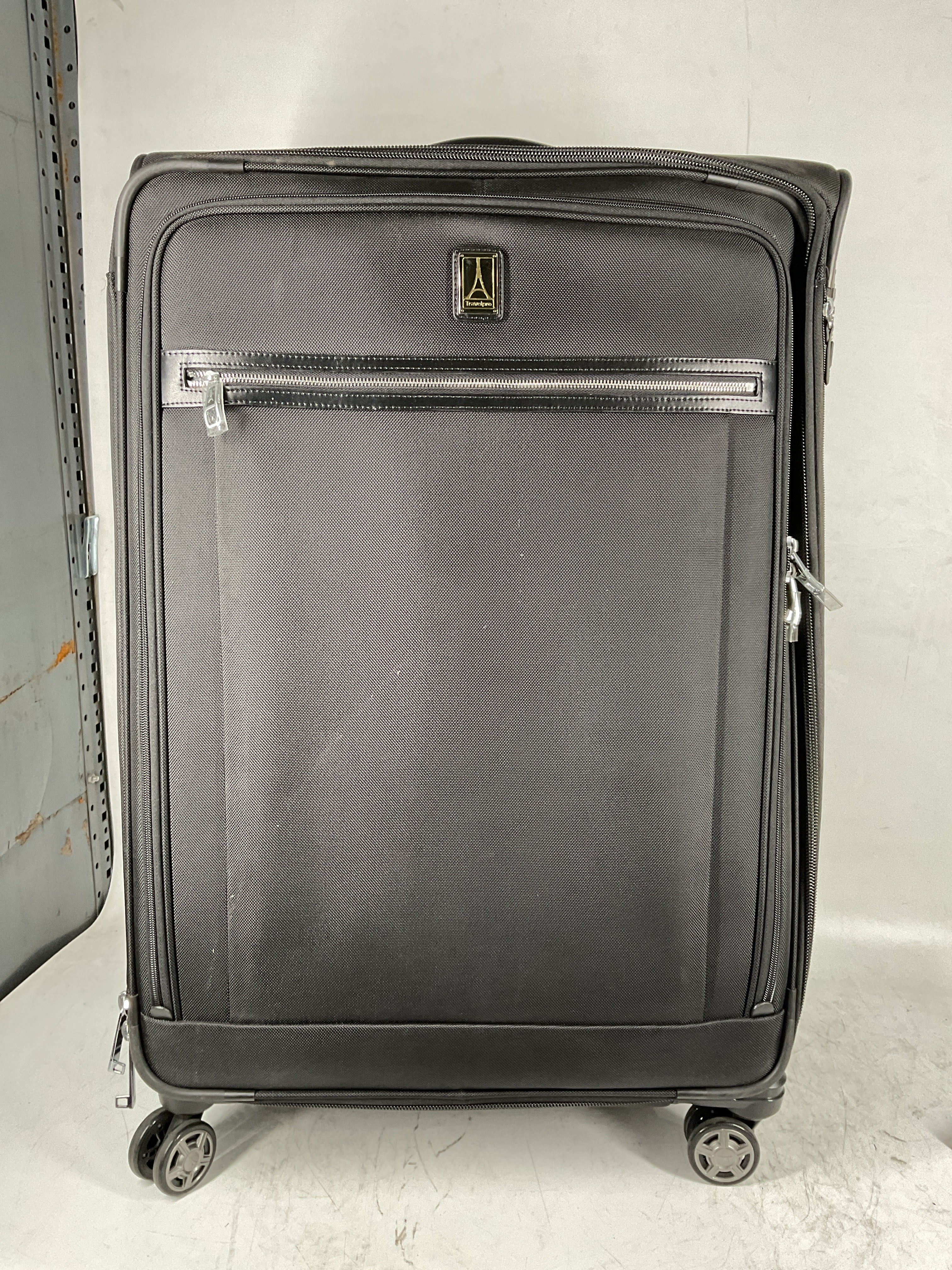 Travelpro Platinum Elite Softside Expandable Luggage, 8 Wheel Spinner Suitcase, USB Port, Suiter, Men and Women Shadow Black Checked Large 29 Inch U9