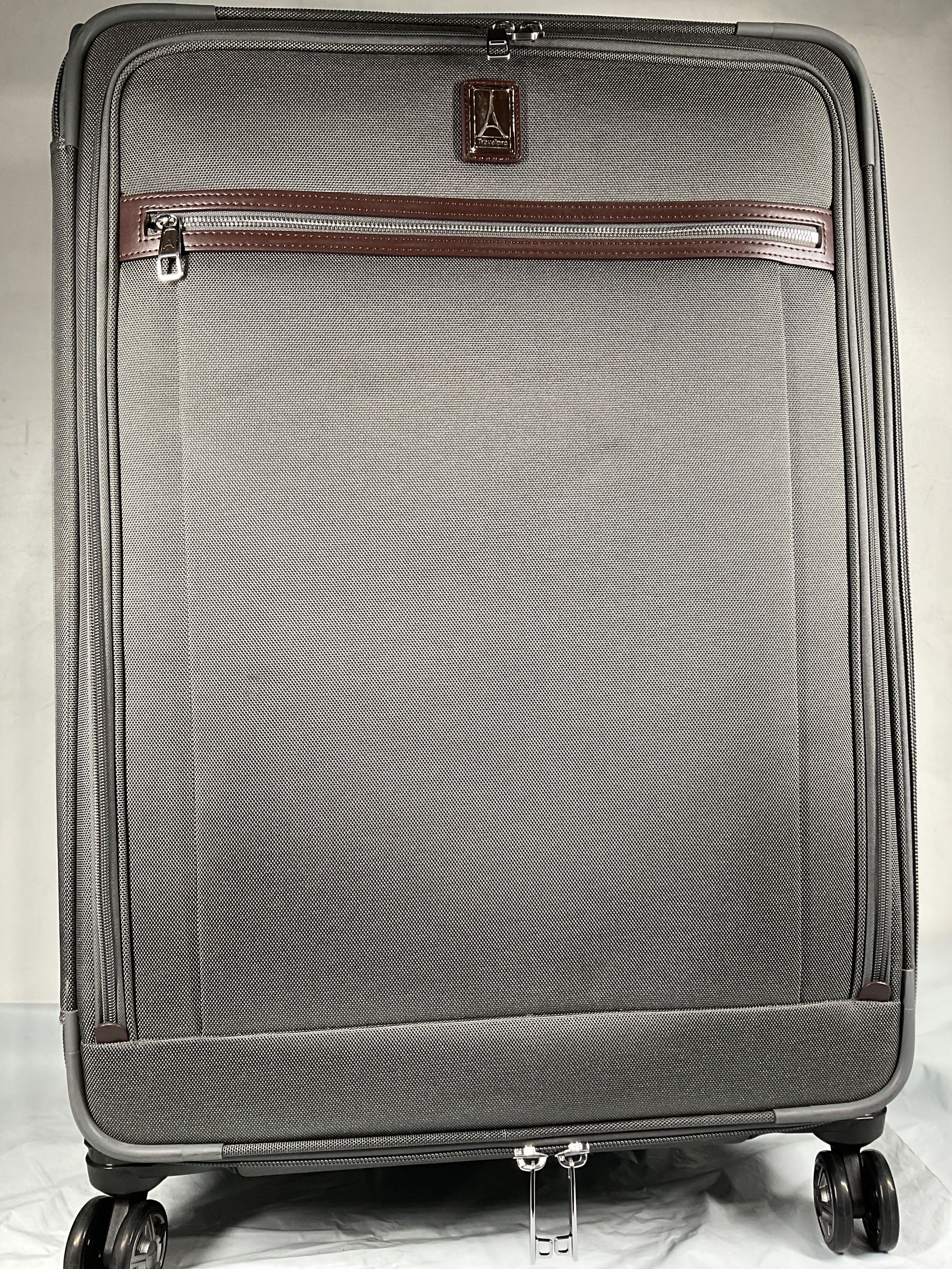 Travelpro Platinum Elite Softside Expandable Checked Luggage, 8 Wheel Spinner Large Suitcase, TSA Lock, Men and Women ( Vintage Grey , Checked-Large 29-Inch ) Vintage Grey Checked Large 29 Inch U5