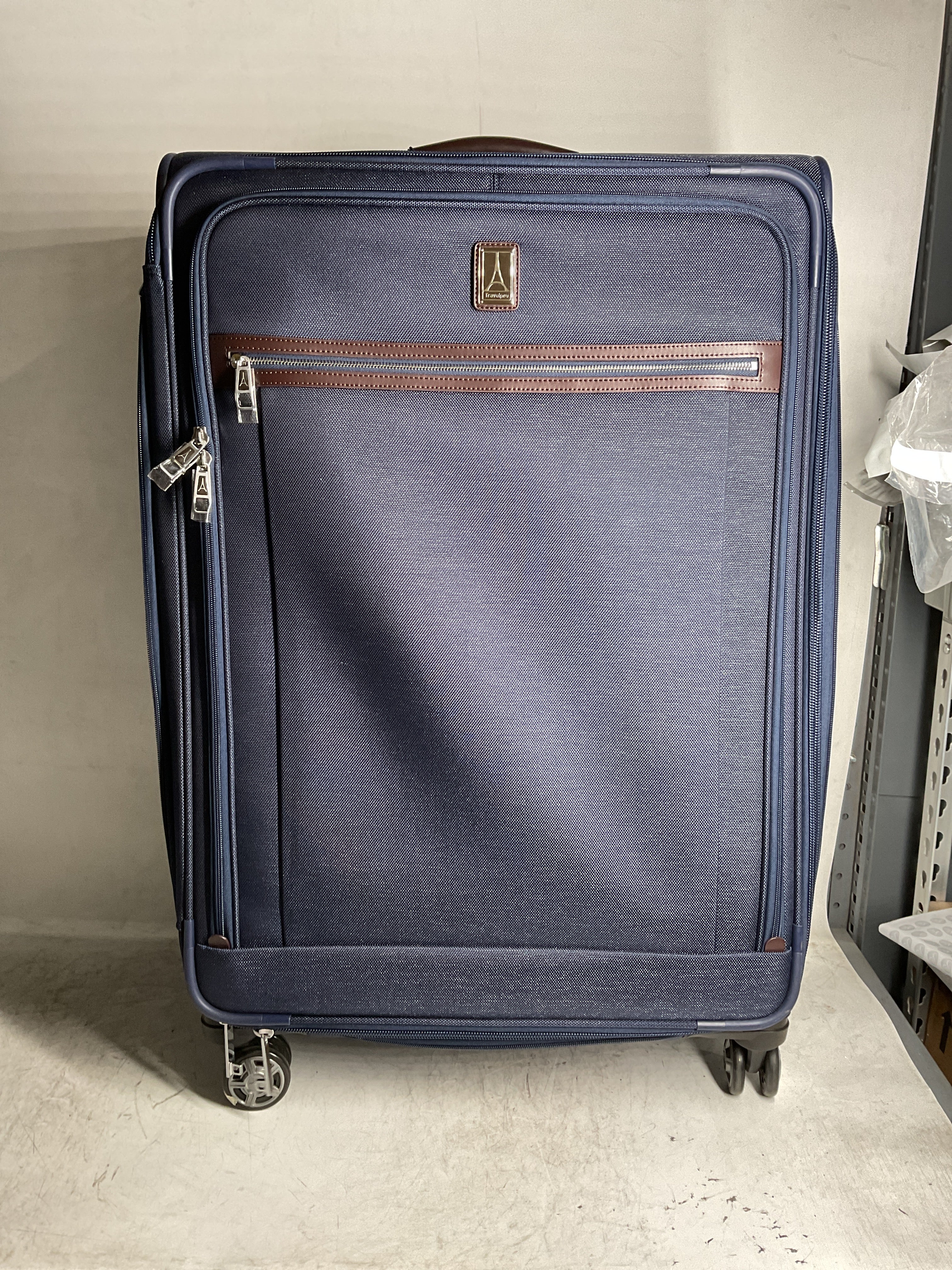 Travelpro Platinum Elite Softside Expandable Checked Luggage, 8 Wheel Spinner Large Suitcase, TSA Lock, Men and Women ( True Navy Blue , Checked-Large 29-Inch ) True Navy Blue Checked Large 29 Inch U10