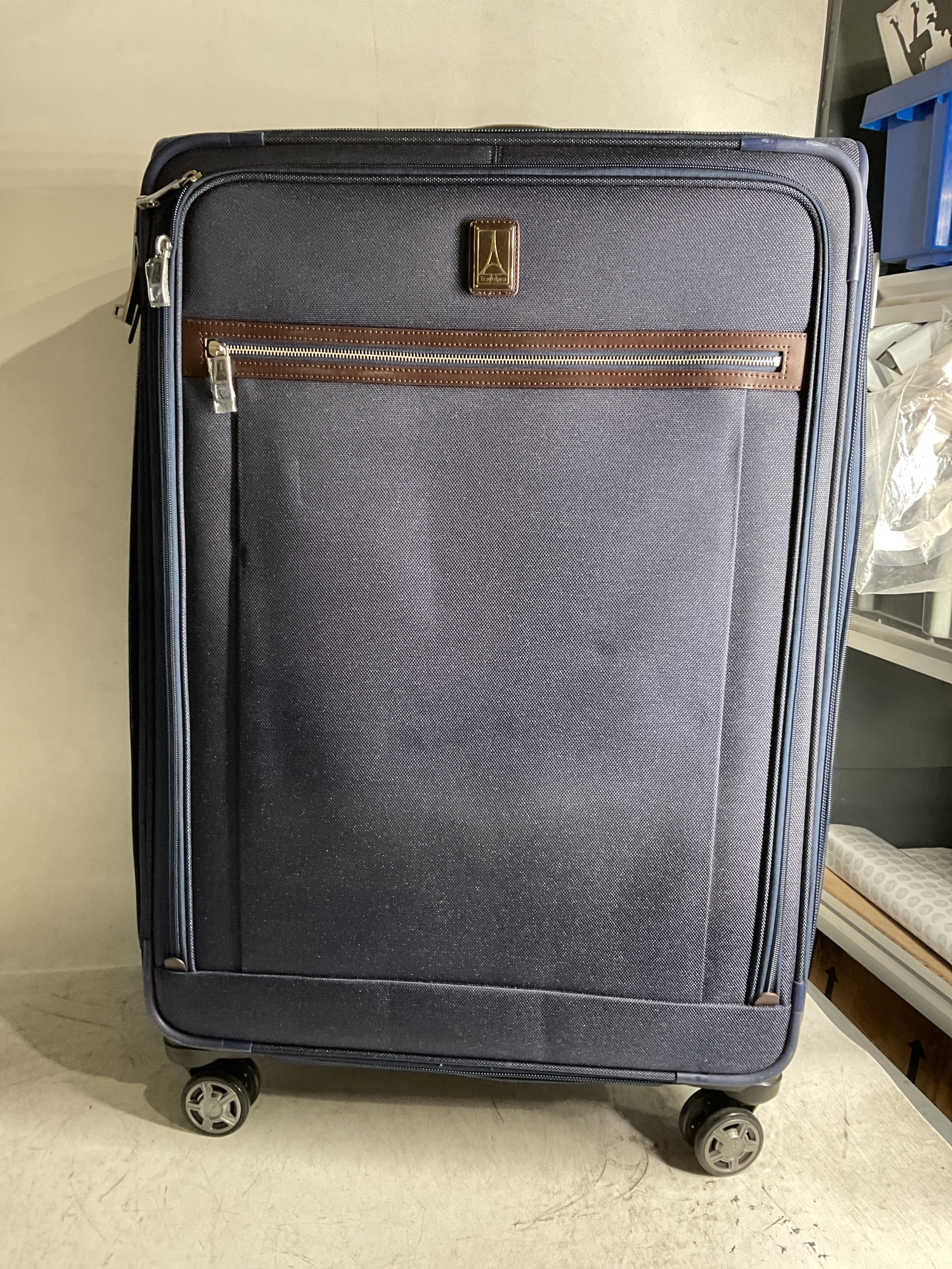 Travelpro Platinum Elite Softside Expandable Checked Luggage, 8 Wheel Spinner Large Suitcase, TSA Lock, Men and Women ( True Navy Blue , Checked-Large 29-Inch ) True Navy Blue Checked Large 29 Inch U11