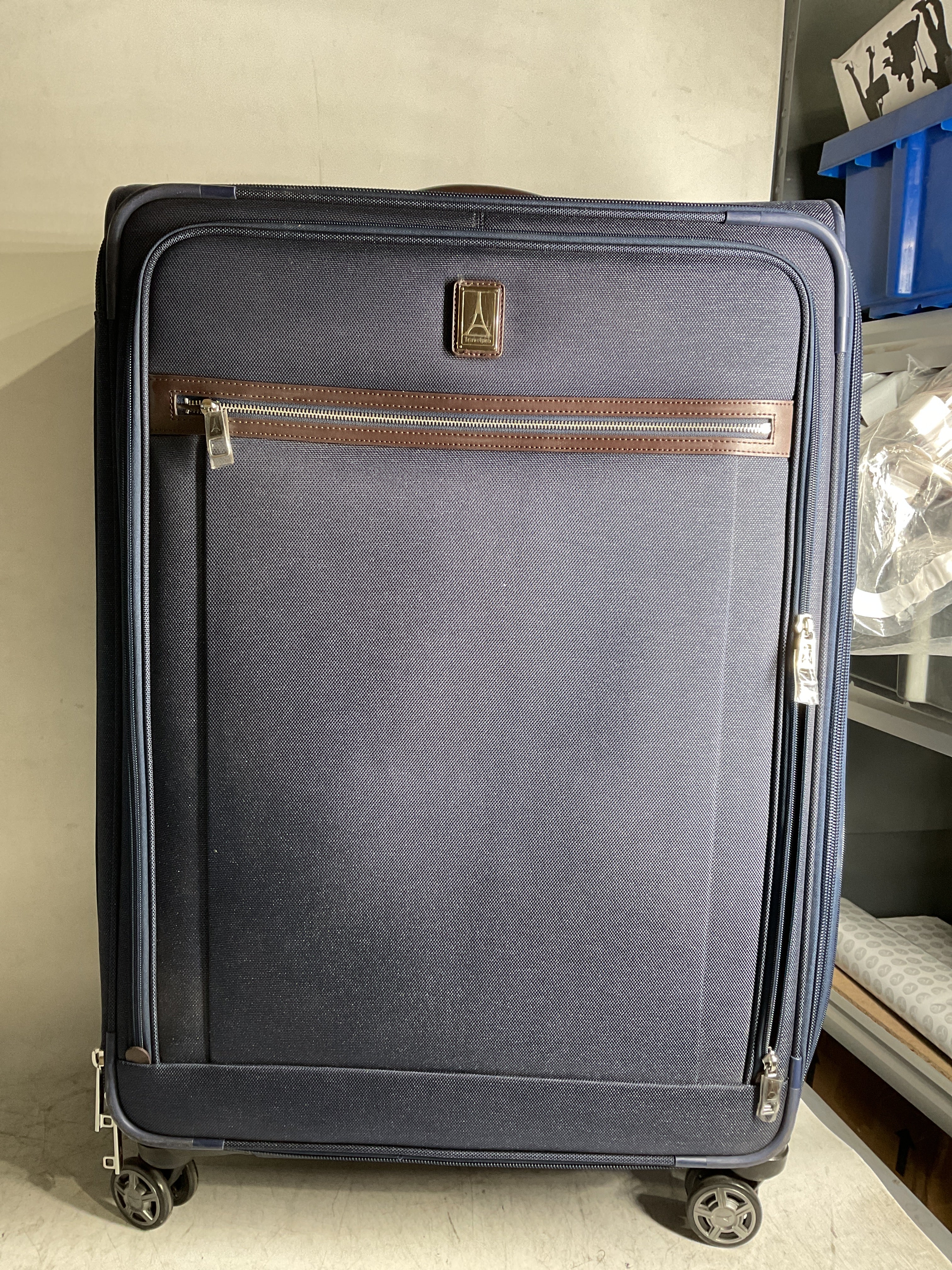 Travelpro Platinum Elite Softside Expandable Checked Luggage, 8 Wheel Spinner Large Suitcase, TSA Lock, Men and Women ( True Navy Blue , Checked-Large 29-Inch ) True Navy Blue Checked Large 29 Inch U12