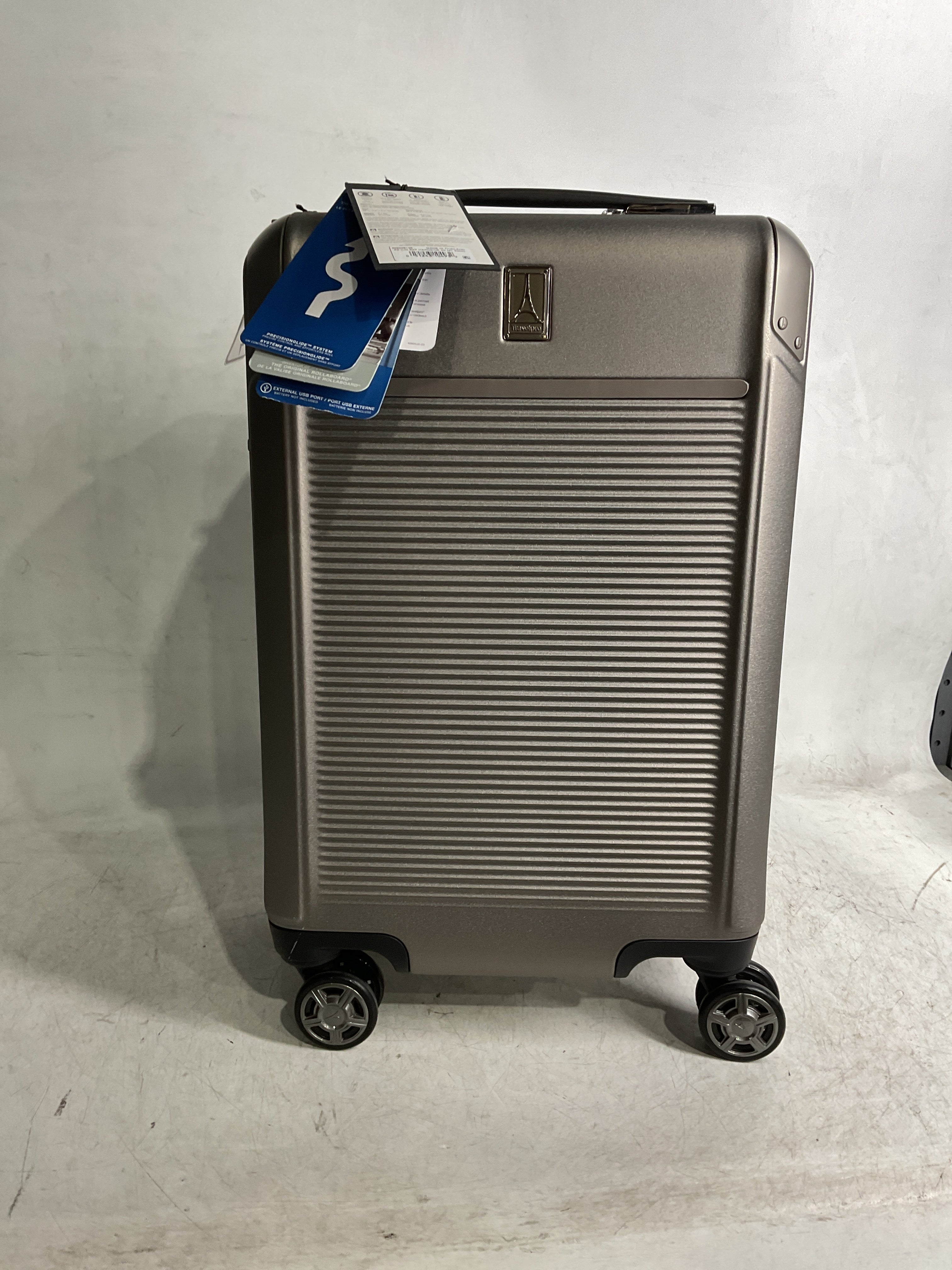 Travelpro Platinum Elite Hardside Expandable Spinner Wheel Luggage TSA Lock Hard Shell Polycarbonate Suitcase ( Metallic Sand , Carry-on 21-Inch ) Metallic Sand Carry On 21 Inch U3