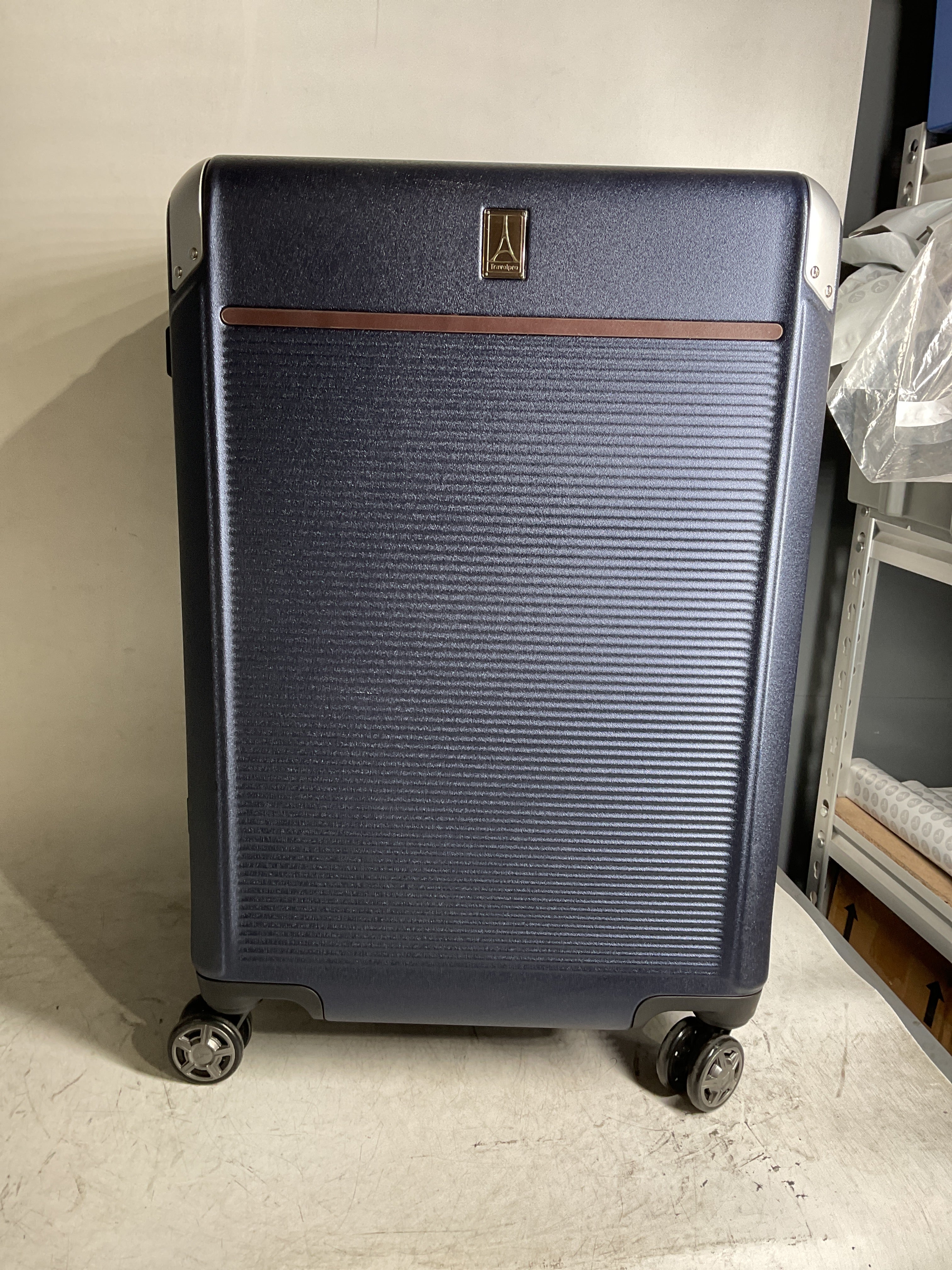 Travelpro Platinum Elite Hardside Expandable Spinner Wheel Luggage TSA Lock Hard Shell Polycarbonate Suitcase ( True Navy Blue , Checked- Medium 25-Inch ) True Navy Blue Checked Medium 25 Inch U1