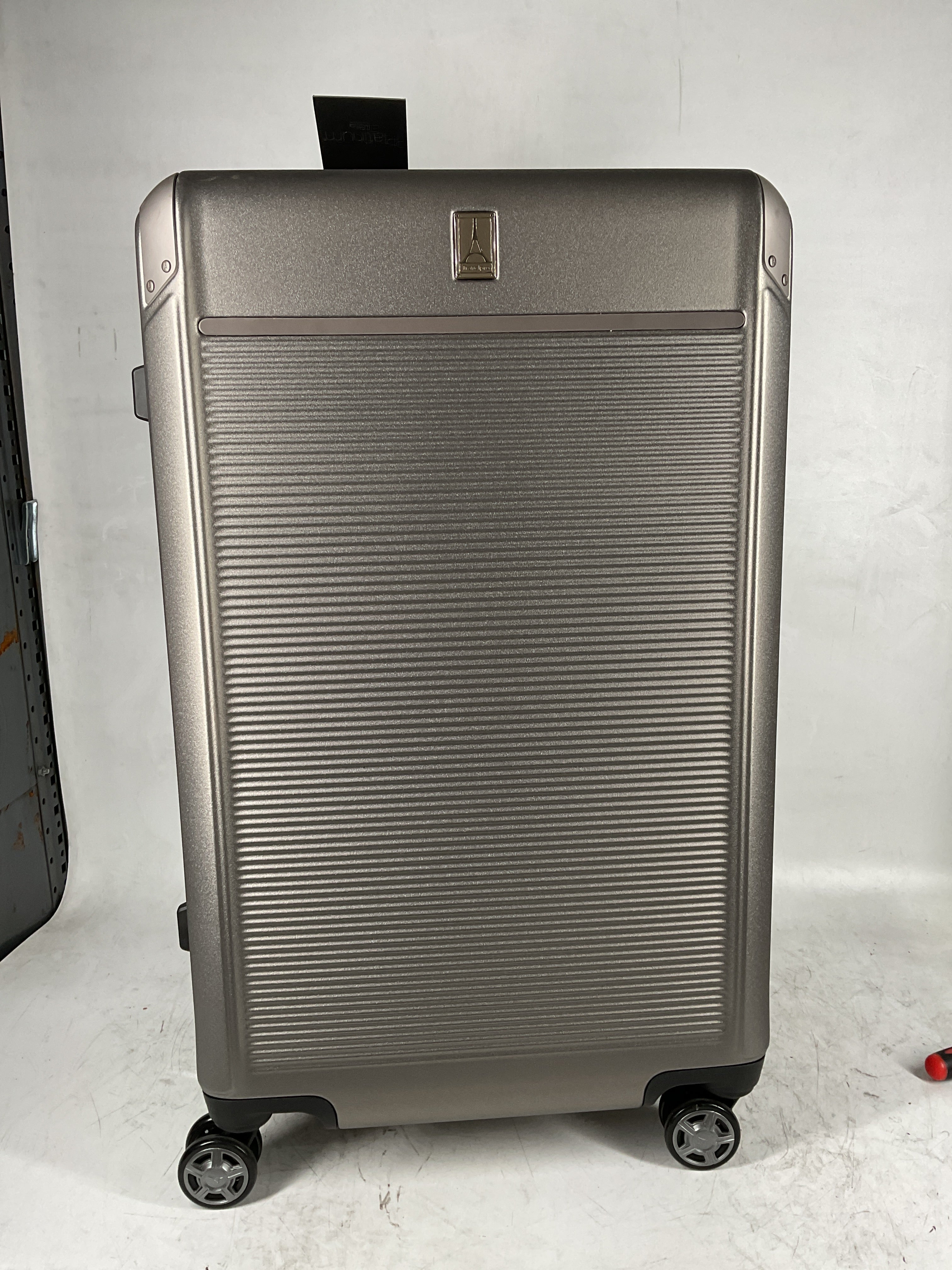 Travelpro Platinum Elite Hardside Expandable Spinner Wheel Luggage TSA Lock Hard Shell Polycarbonate Suitcase Metallic Sand Checked Large 28 Inch U1