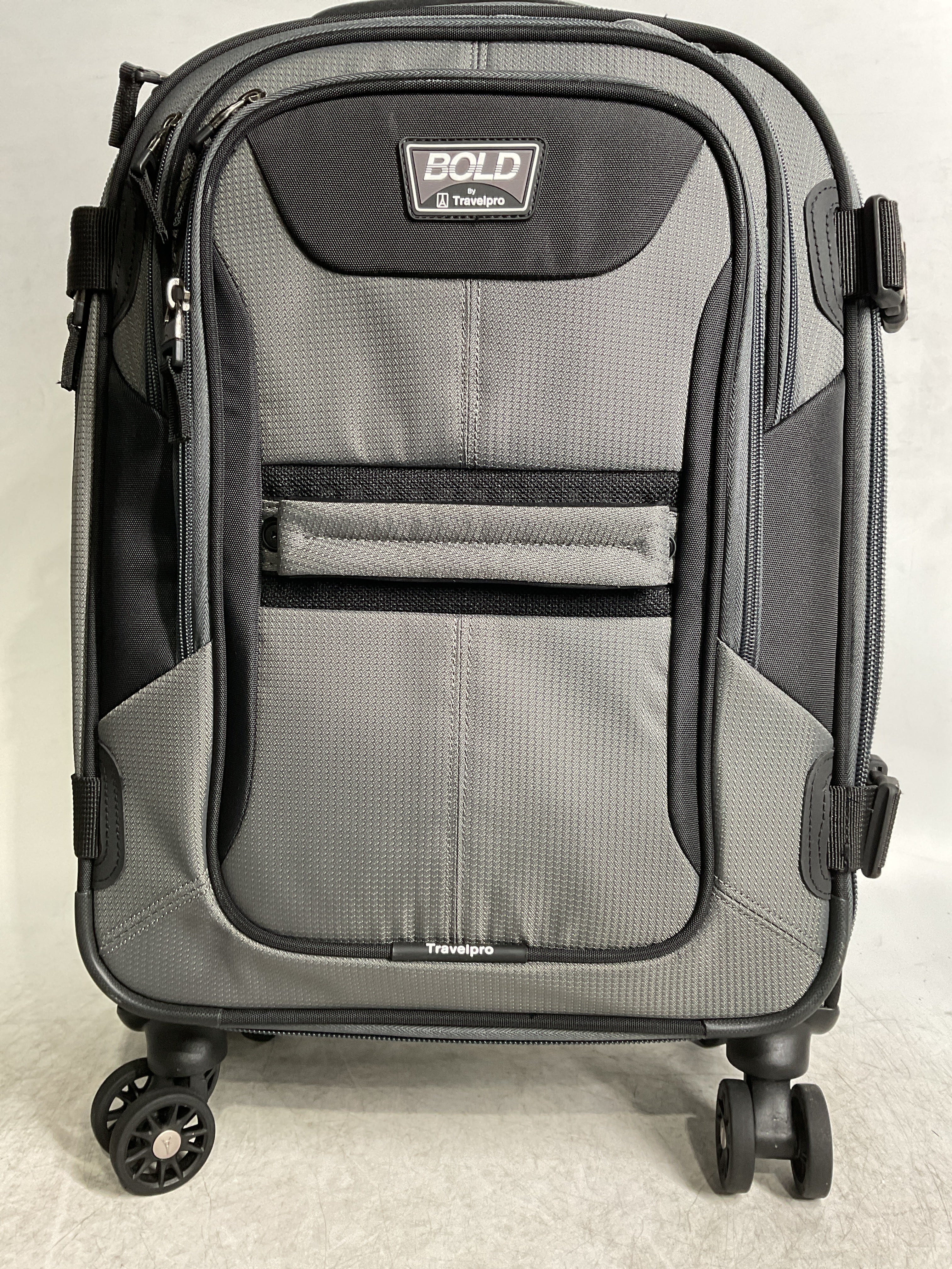 Travelpro Bold-Softside Expandable Luggage with Spinner Wheels ( Grey/Black , Carry-On 21-Inch ) Grey/Black Carry On 21 Inch U3