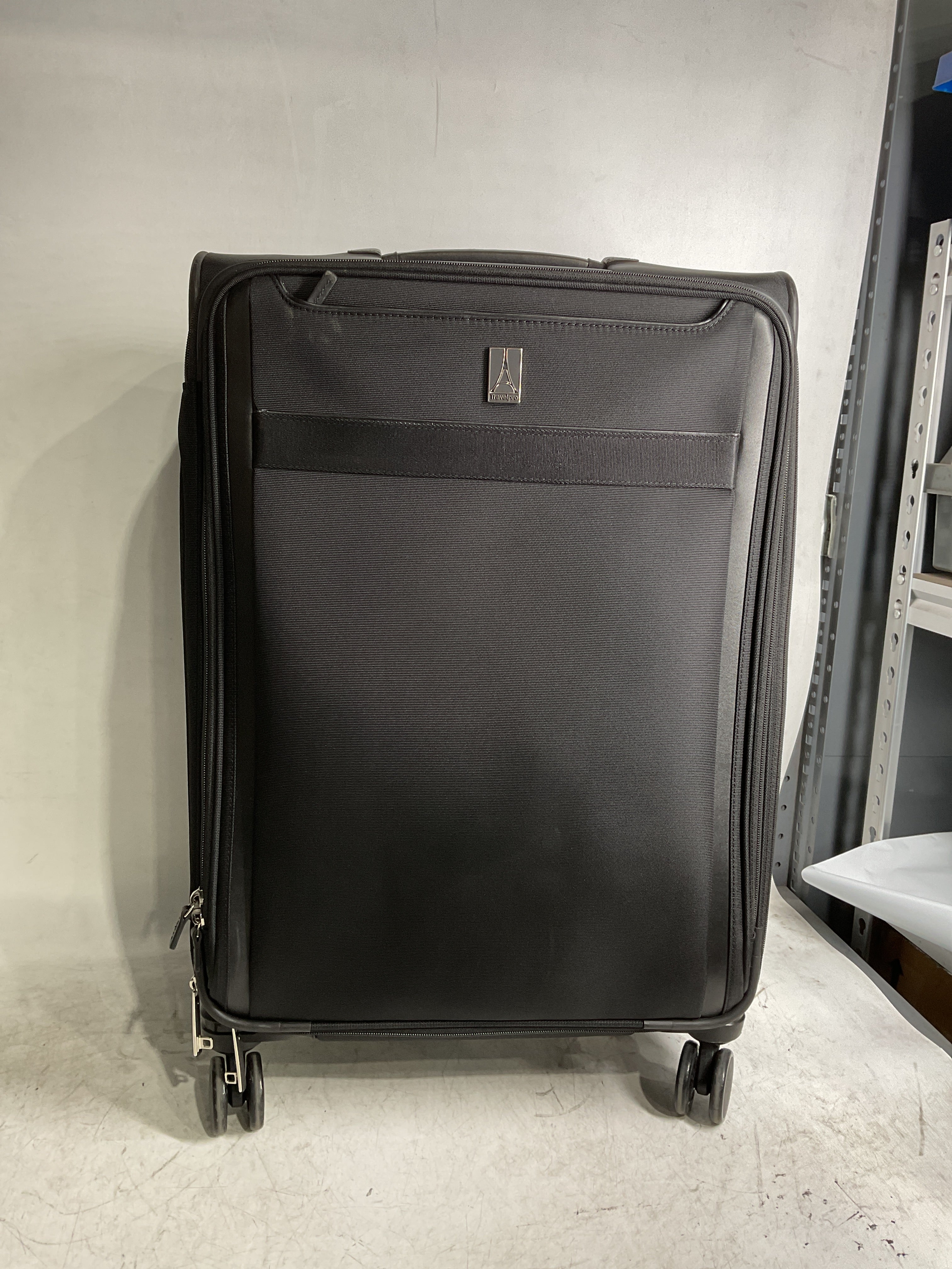 Travelpro Versapack + Lightweight Softside Expandable Checked Luggage, 8 Spinner Suitcase, TSA Lock, Men and Women ( Black , Checked Medium 25-Inch ) Black Checked Medium 25 Inch U1