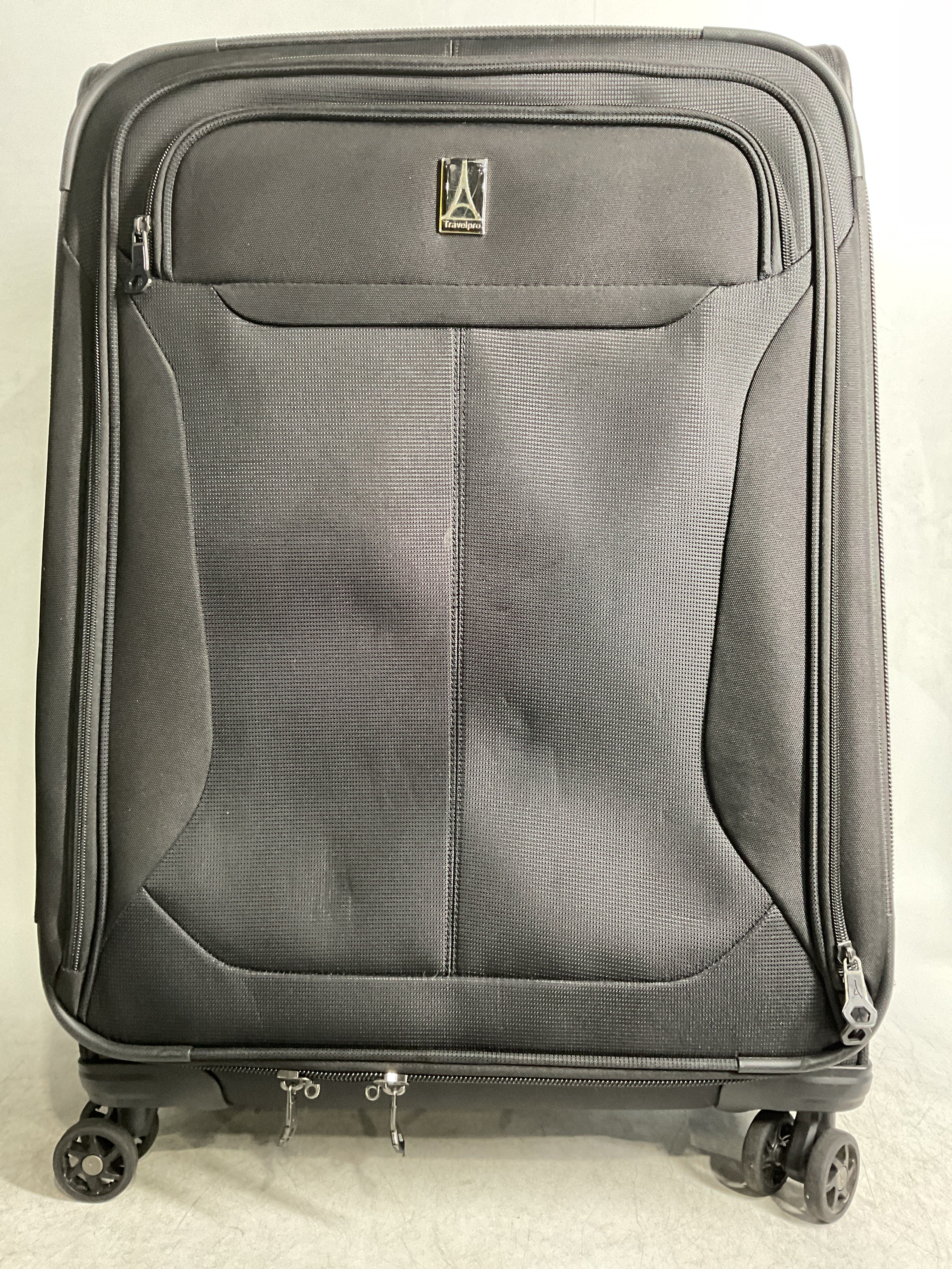 Travelpro Tourlite Softside Expandable Luggage with 4 Spinner Wheels, Lightweight Suitcase, Men and Women ( Black , Checked-Medium 25-Inch ) Black Checked Medium 25 Inch U11
