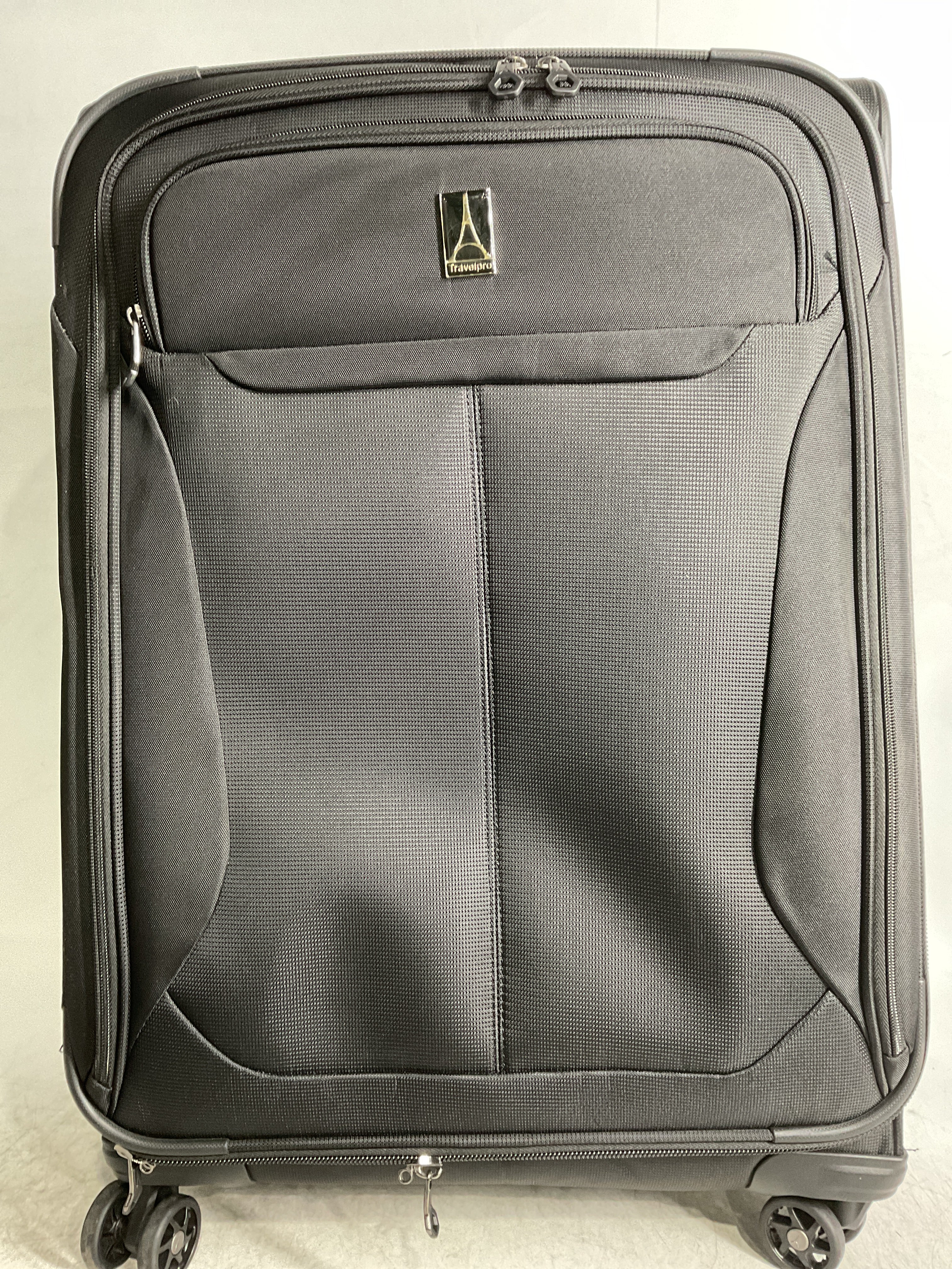 Travelpro Tourlite Softside Expandable Luggage with 4 Spinner Wheels, Lightweight Suitcase, Men and Women ( Black , Checked-Medium 25-Inch ) Black Checked Medium 25 Inch U12