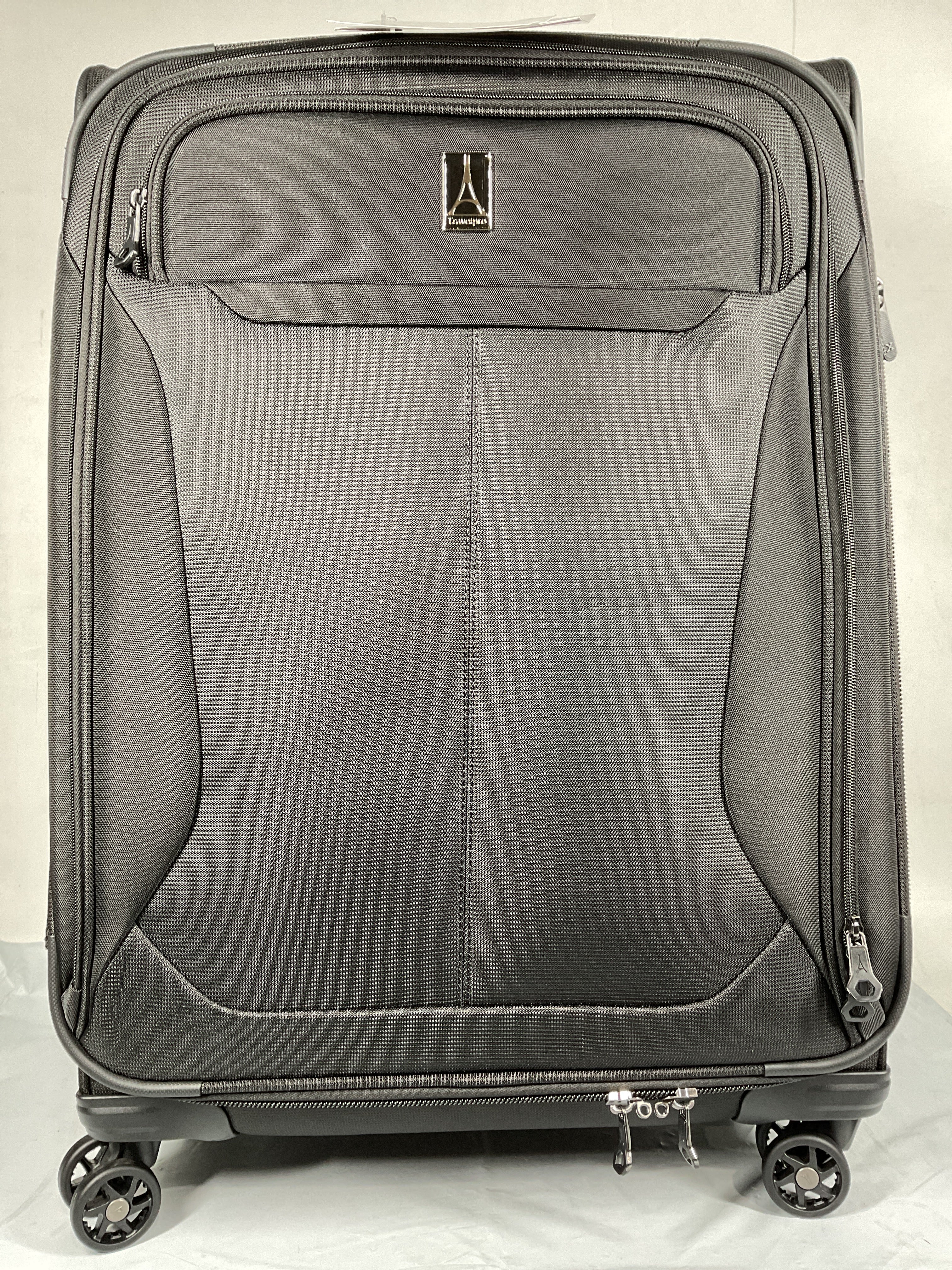 Travelpro Tourlite Softside Expandable Luggage with 4 Spinner Wheels, Lightweight Suitcase, Men and Women ( Black , Checked-Medium 25-Inch ) Black Checked Medium 25 Inch U13