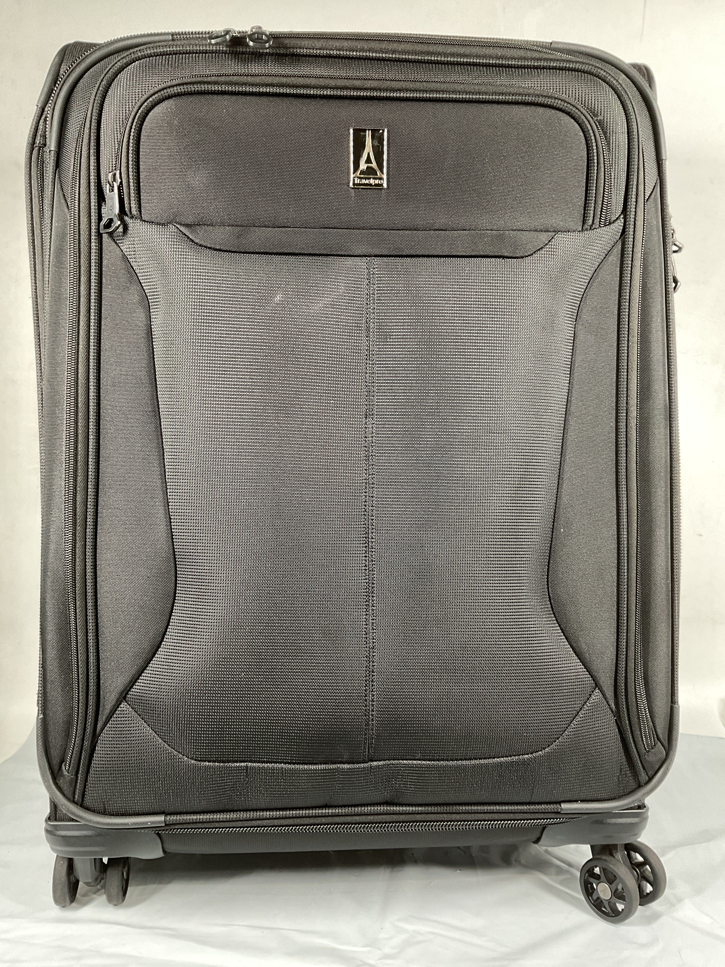 Travelpro Tourlite Softside Expandable Luggage with 4 Spinner Wheels, Lightweight Suitcase, Men and Women ( Black , Checked-Medium 25-Inch ) Black Checked Medium 25 Inch U14