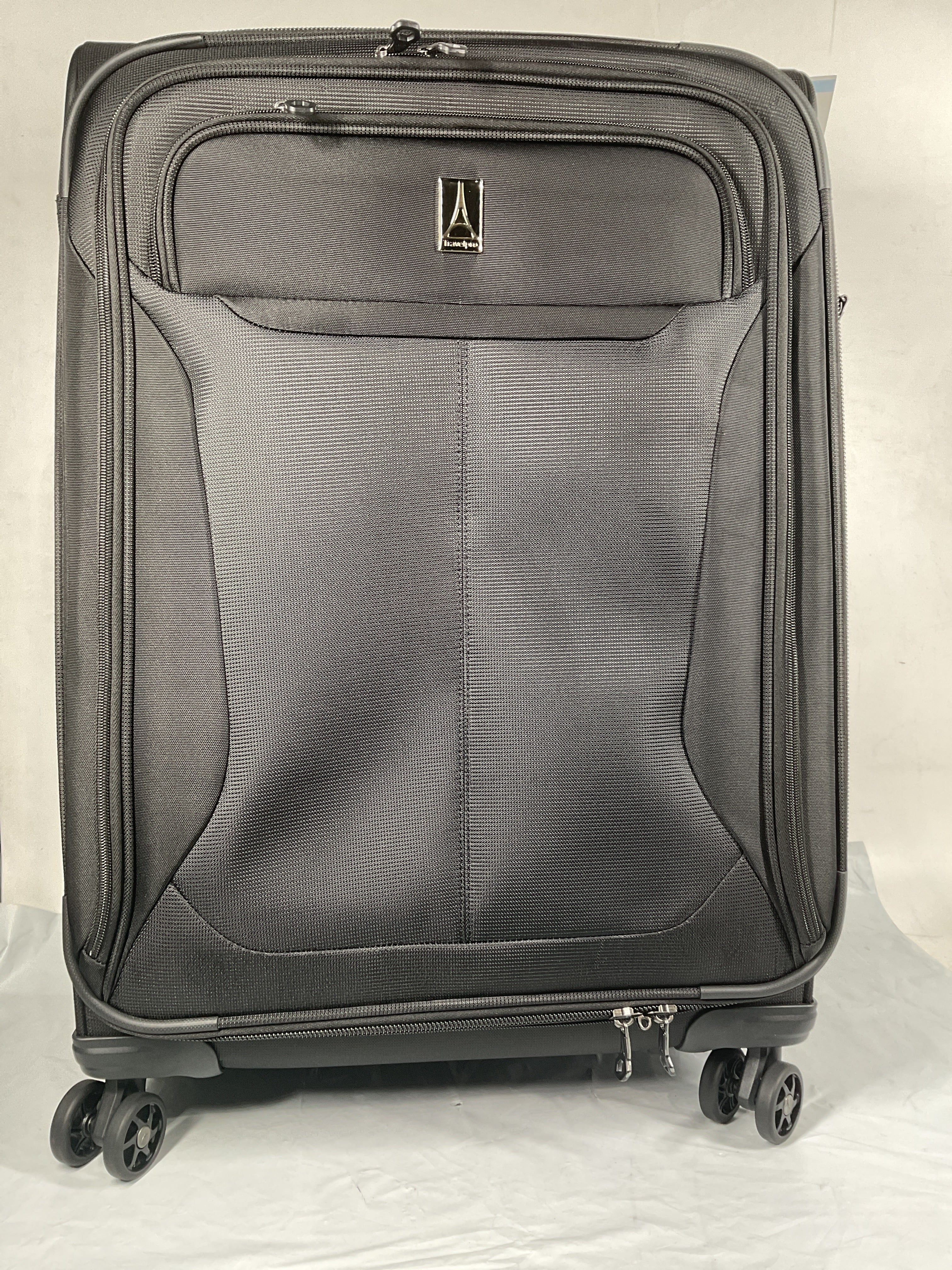 Travelpro Tourlite Softside Expandable Luggage with 4 Spinner Wheels, Lightweight Suitcase, Men and Women ( Black , Checked-Medium 25-Inch ) Black Checked Medium 25 Inch U19