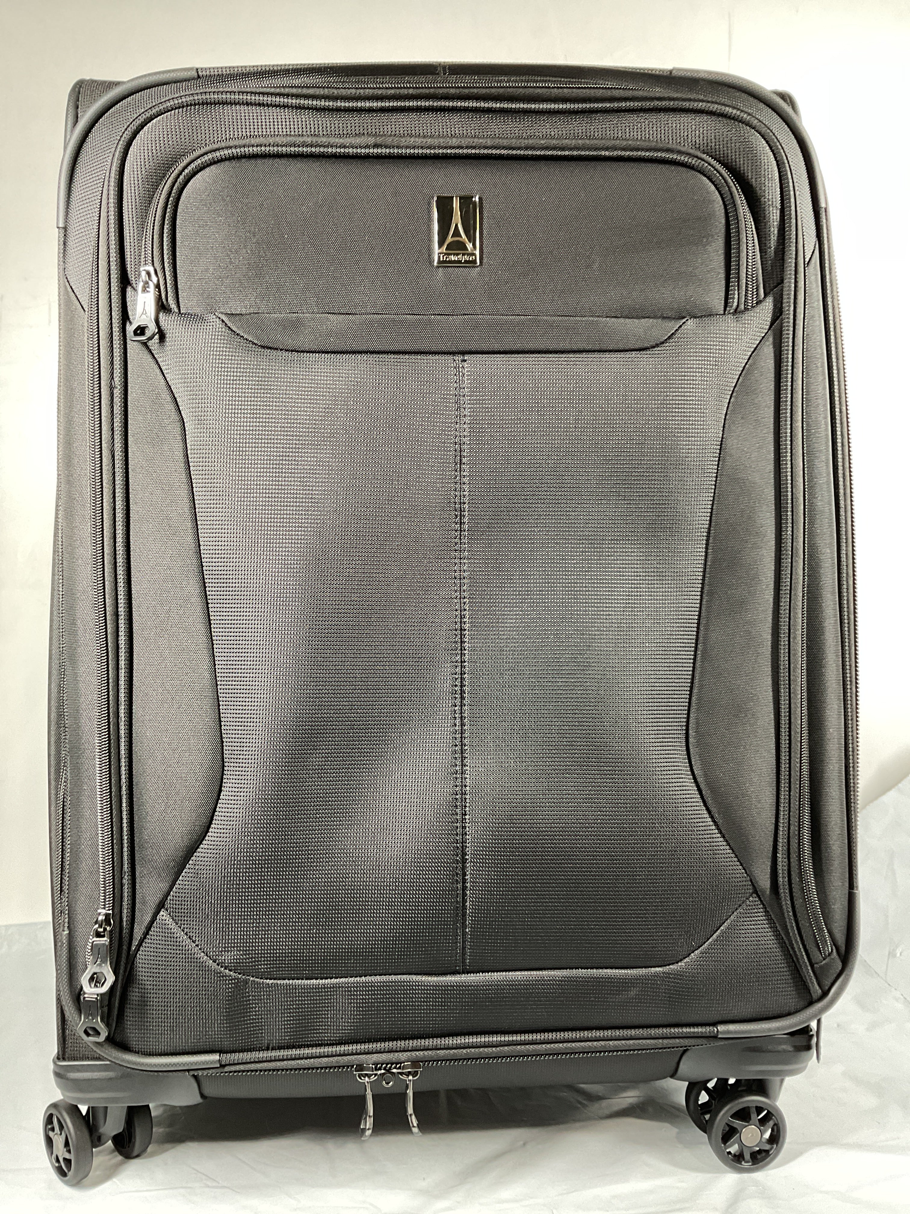 Travelpro Tourlite Softside Expandable Luggage with 4 Spinner Wheels, Lightweight Suitcase, Men and Women ( Black , Checked-Medium 25-Inch ) Black Checked Medium 25 Inch U20