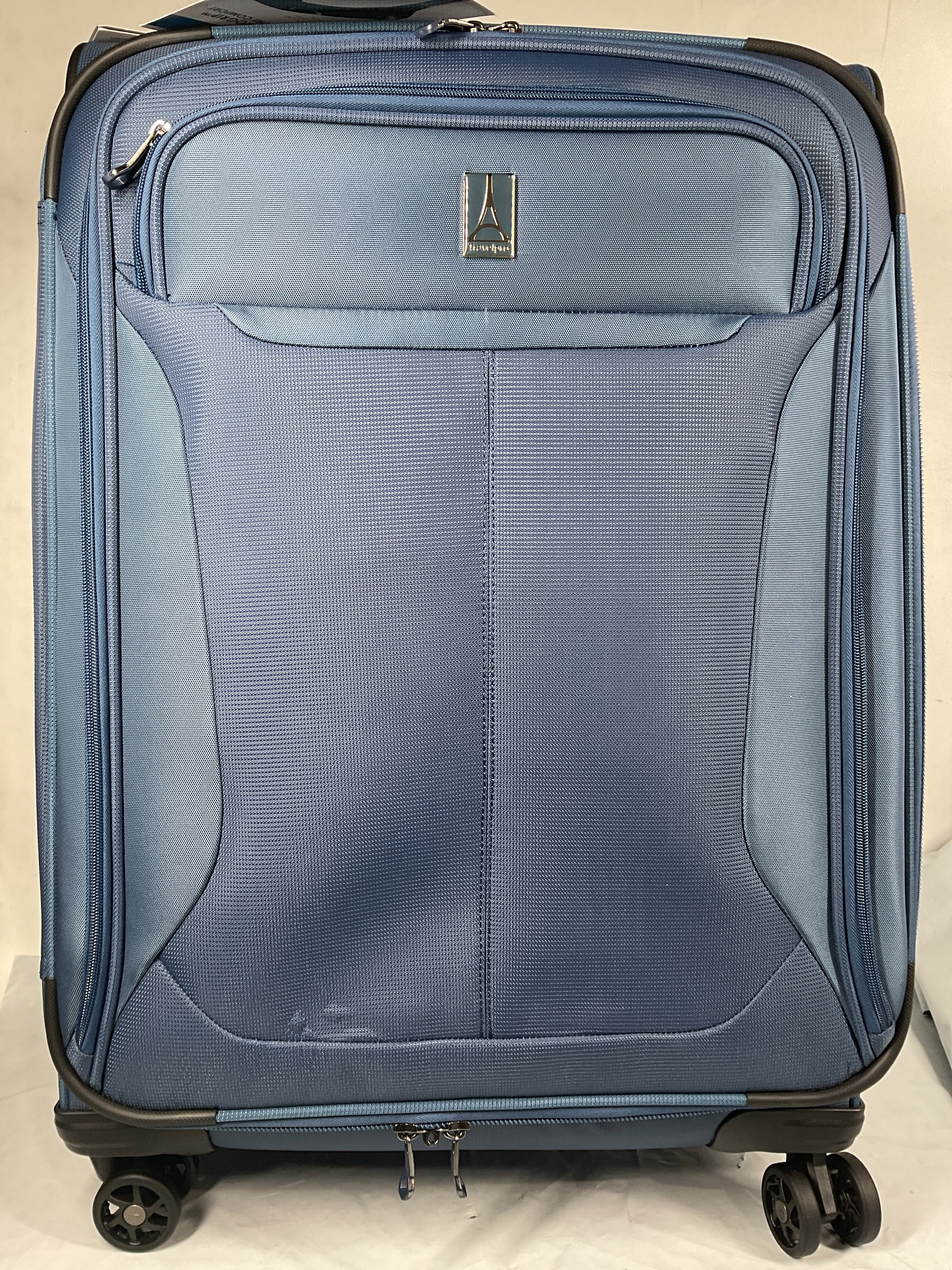 Travelpro Tourlite Softside Expandable Luggage with 4 Spinner Wheels, Lightweight Suitcase, Men and Women ( Blue , Checked-Medium 25-Inch ) Blue Checked Medium 25 Inch U14