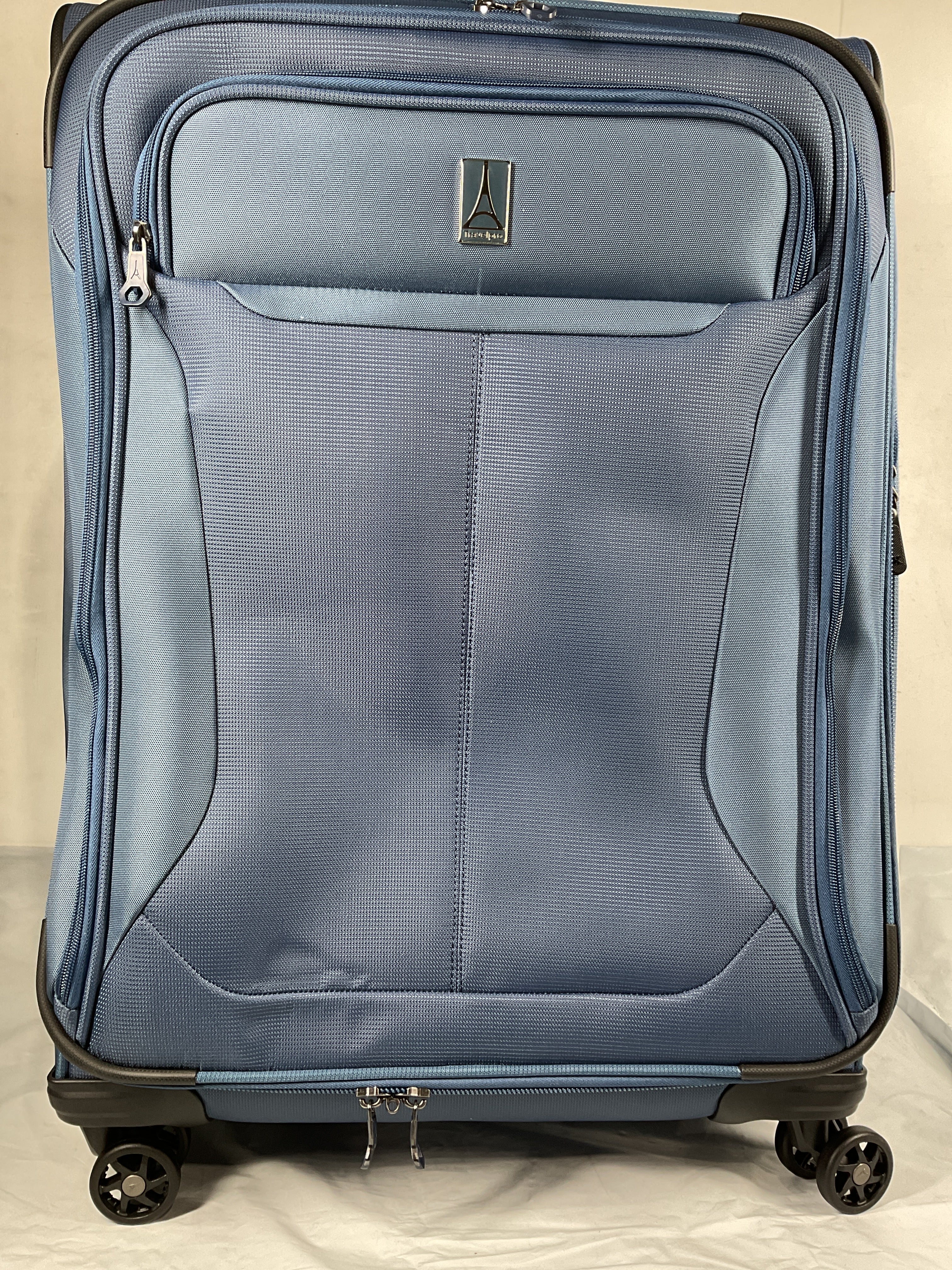 Travelpro Tourlite Softside Expandable Luggage with 4 Spinner Wheels, Lightweight Suitcase, Men and Women ( Blue , Checked-Medium 25-Inch ) Blue Checked Medium 25 Inch U15