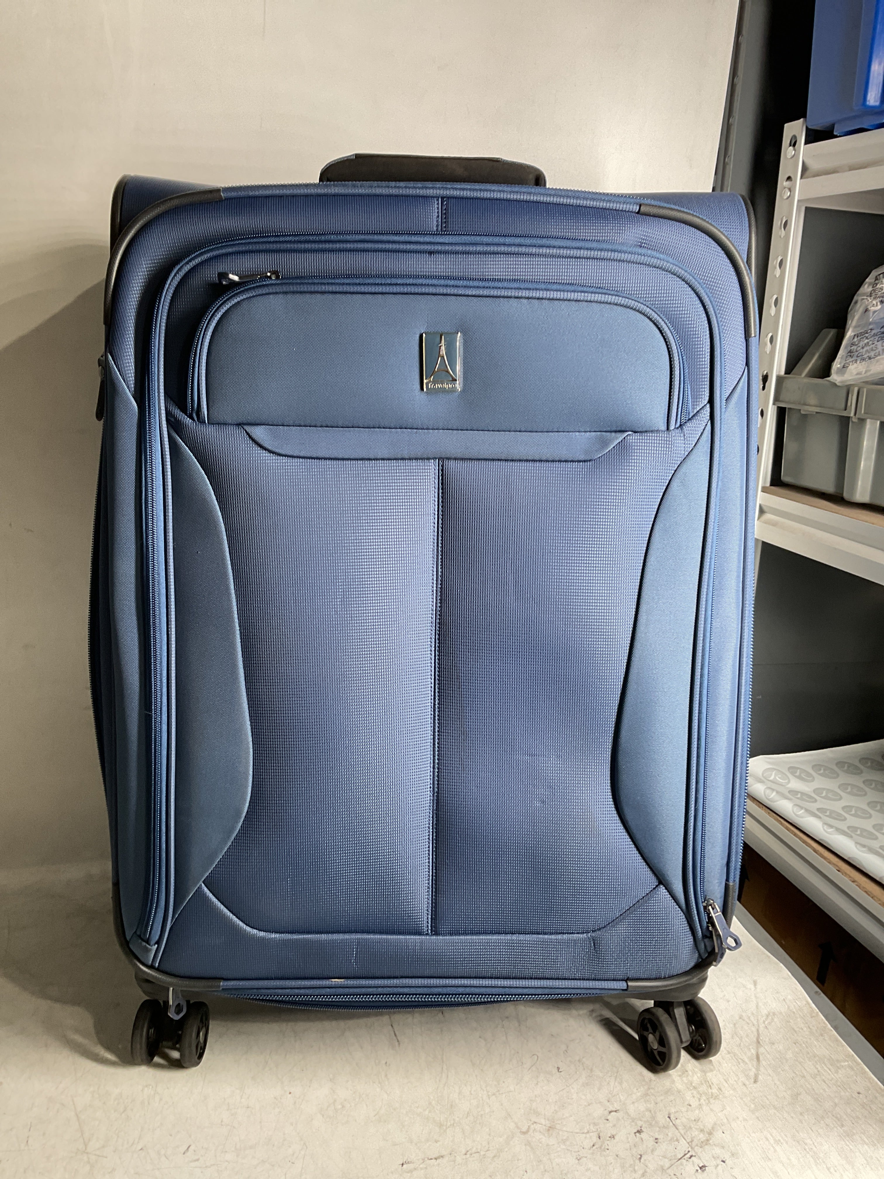 Travelpro Tourlite Softside Expandable Luggage with 4 Spinner Wheels, Lightweight Suitcase, Men and Women ( Blue , Checked-Medium 25-Inch ) Blue Checked Medium 25 Inch U7