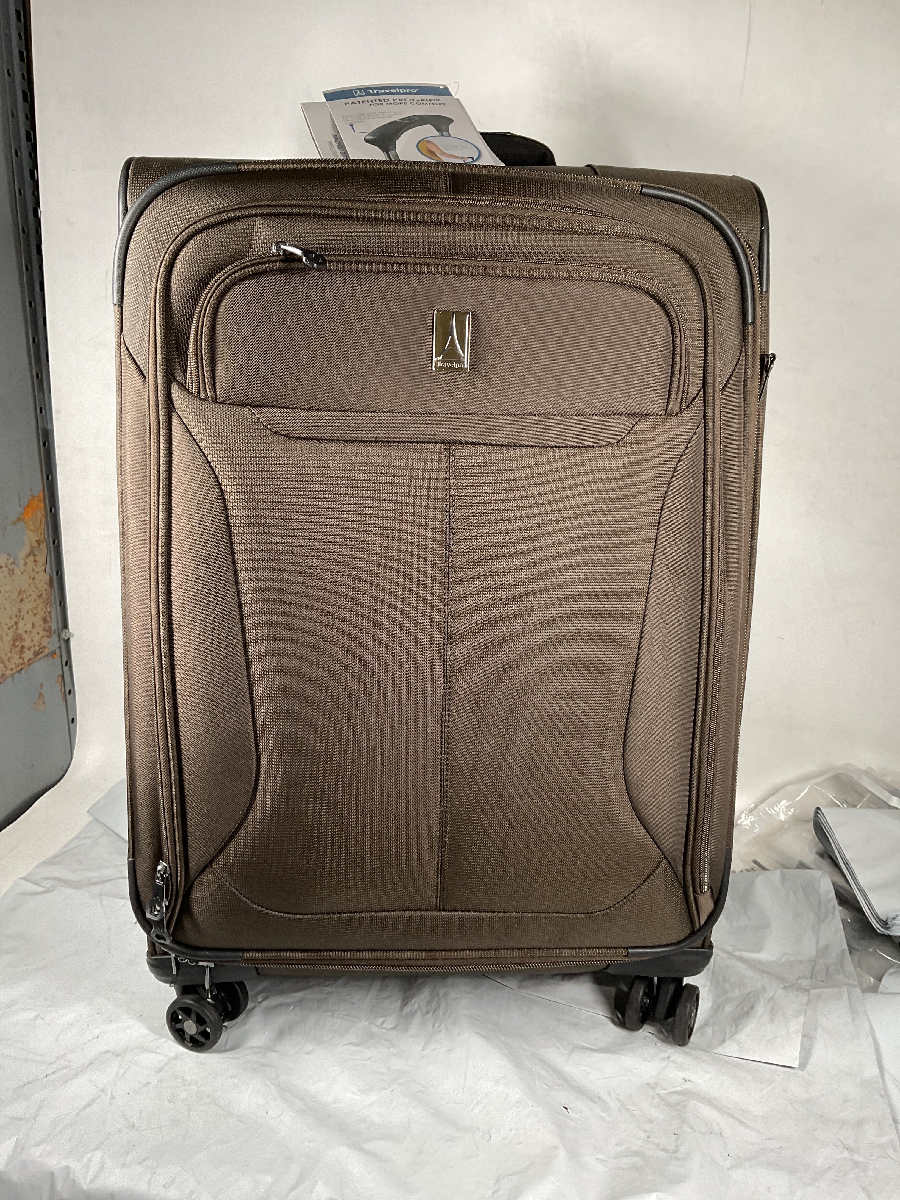 Travelpro Tourlite Softside 25" Expandable Luggage with 4 Spinner Wheels, Lightweight Suitcase, Checked Medium ( Espresso , Checked-Medium 25-Inch ) Espresso Checked Medium 25 Inch U1