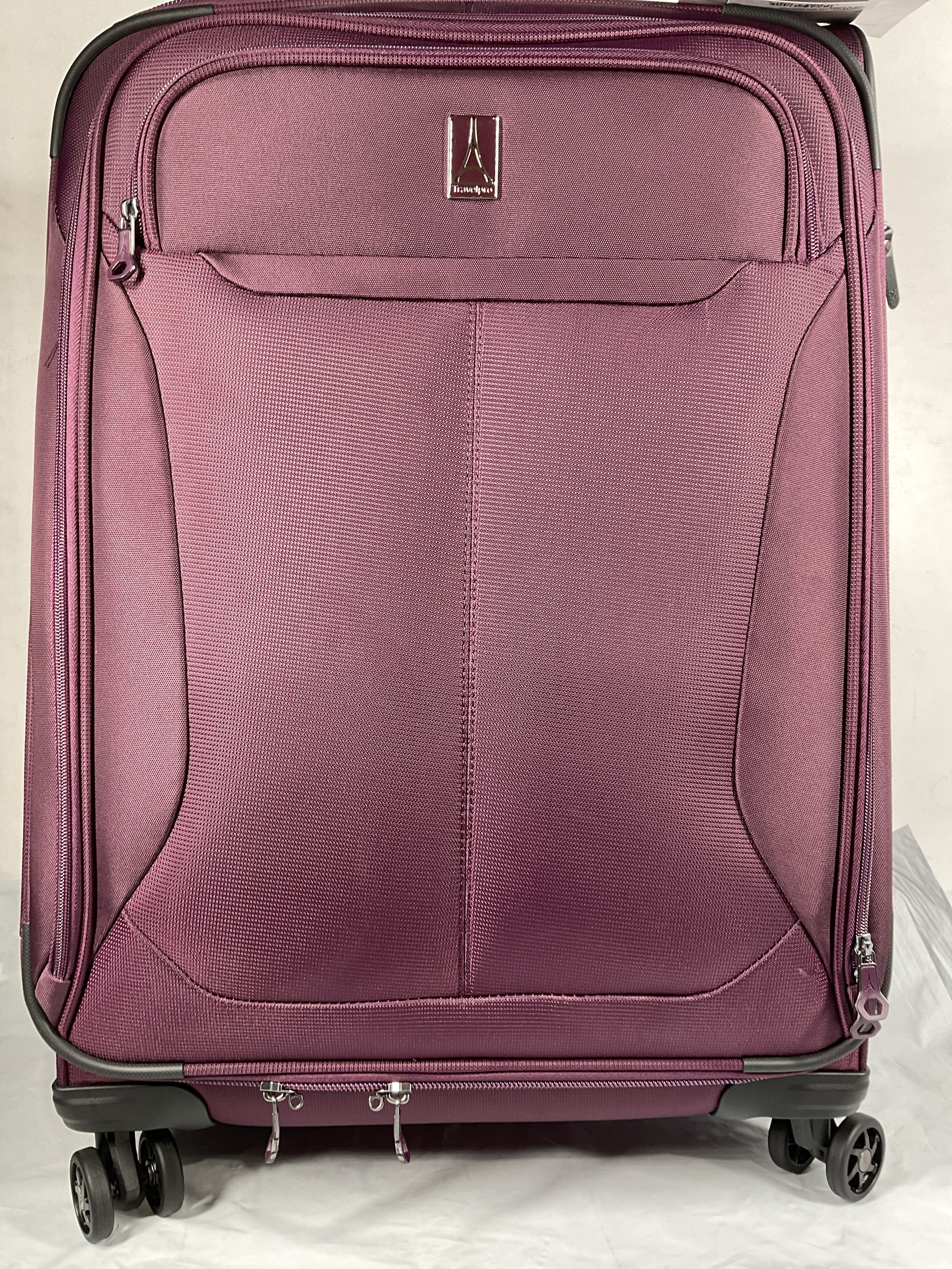 Travelpro Tourlite Softside Expandable Luggage with 4 Spinner Wheels, Lightweight Suitcase, Men and Women ( Deep Purple , Checked-Medium 25-Inch ) Deep Purple Checked Medium 25 Inch U7