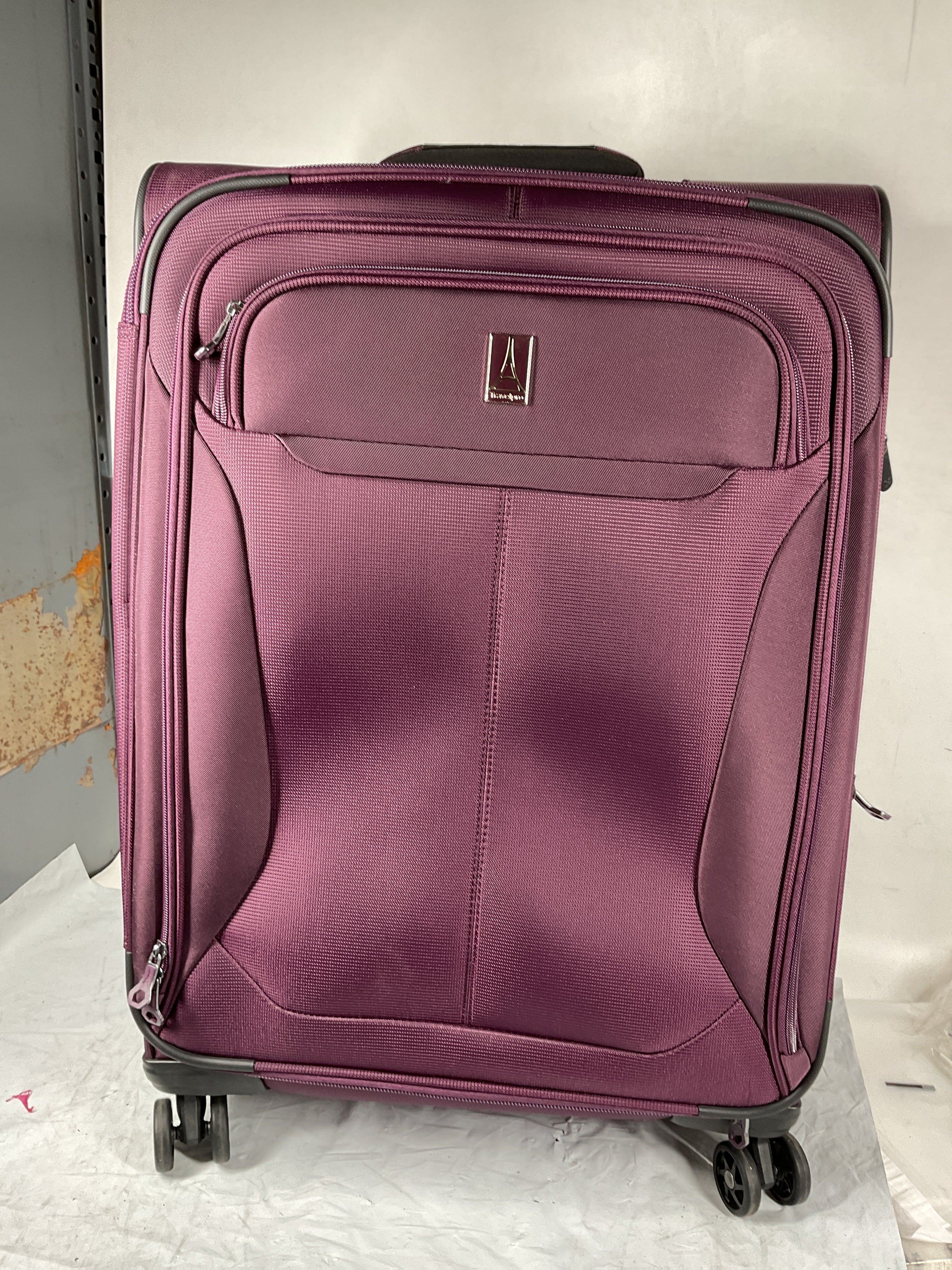 Travelpro Tourlite Softside 25" Expandable Luggage with 4 Spinner Wheels, Lightweight Suitcase, Checked Medium ( Deep Purple , Checked-Medium 25-Inch ) Deep Purple Checked Medium 25 Inch U8