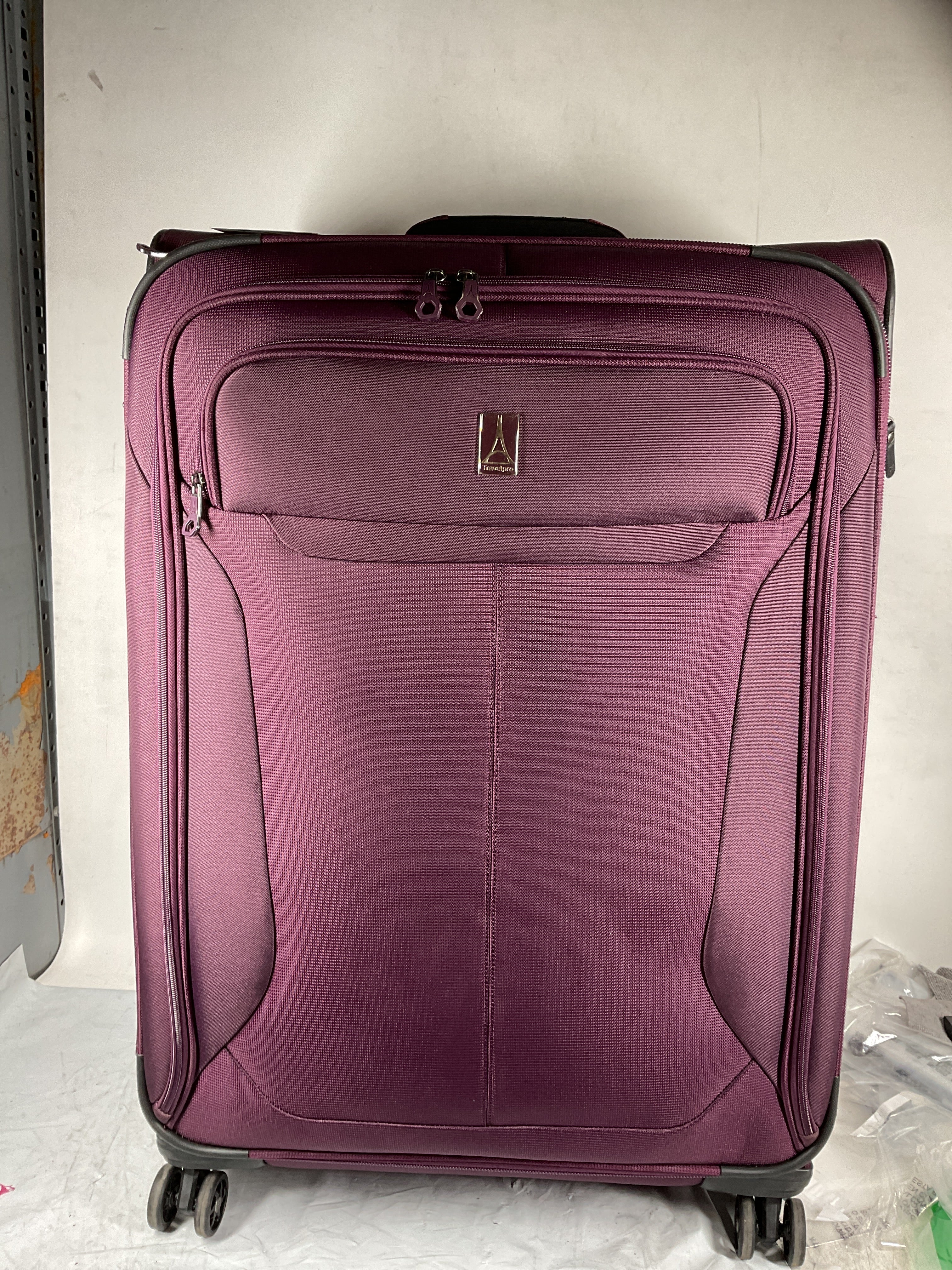 Travelpro Tourlite Softside 29" Expandable Luggage with 4 Spinner Wheels, Lightweight Suitcase, Checked Large ( Deep Purple , Checked-Large 29-Inch ) Deep Purple Checked Large 29 Inch U11