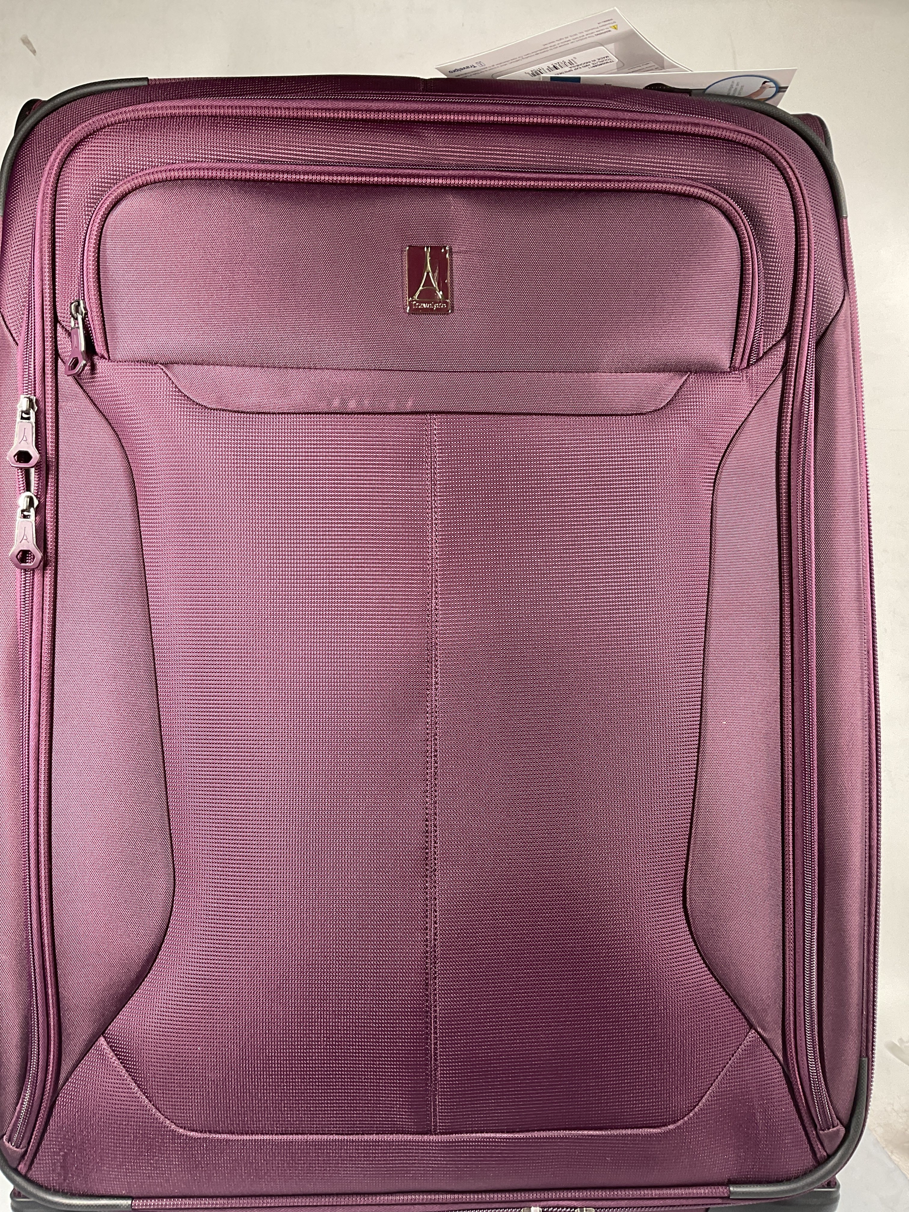 Travelpro Tourlite Softside Expandable Luggage with 4 Spinner Wheels, Lightweight Suitcase, Men and Women ( Deep Purple , Checked-Large 29-Inch ) Deep Purple Checked Large 29 Inch U4