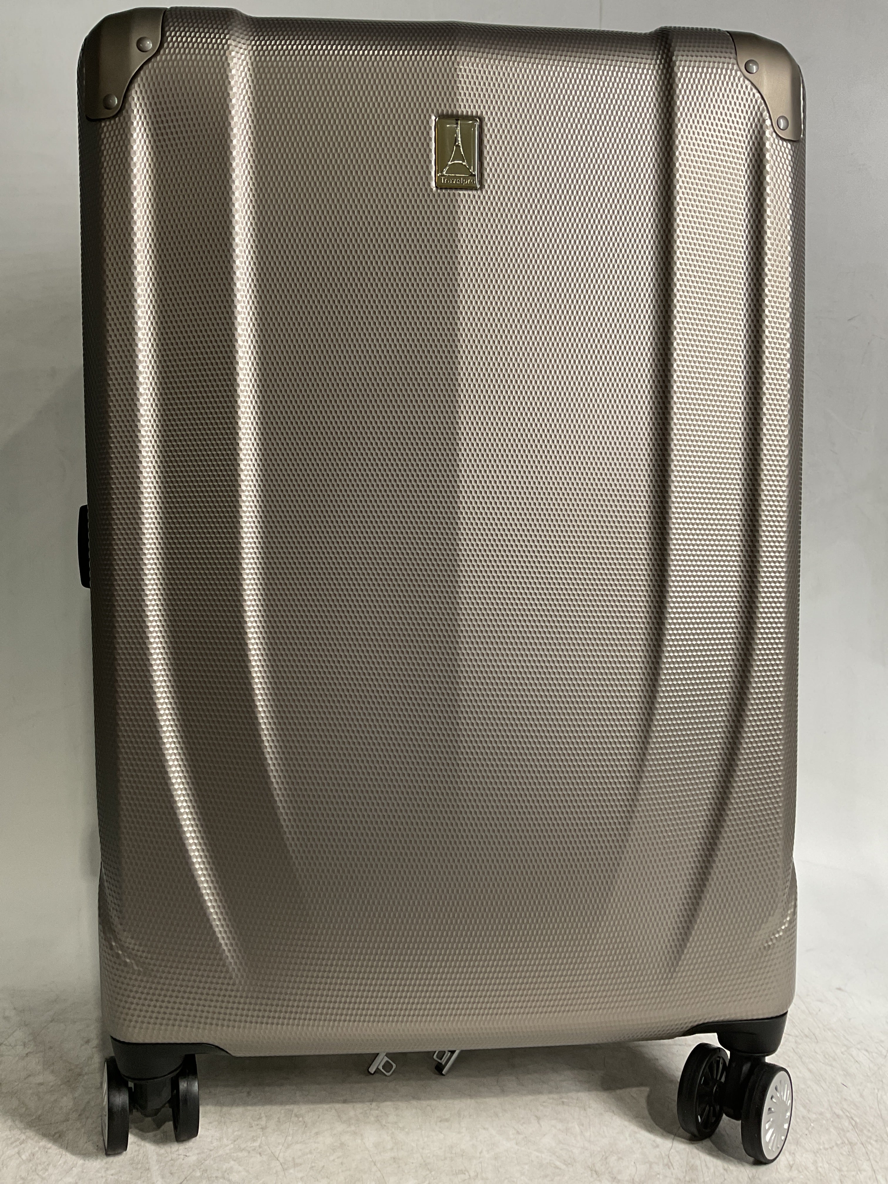 Travelpro Pathways 3 Hardside Expandable Luggage, 8 Spinner Wheels, Lightweight Hard Shell Suitcase ( Champagne , Checked Medium 25 Inch ) Champagne Checked Medium 25 Inch U10