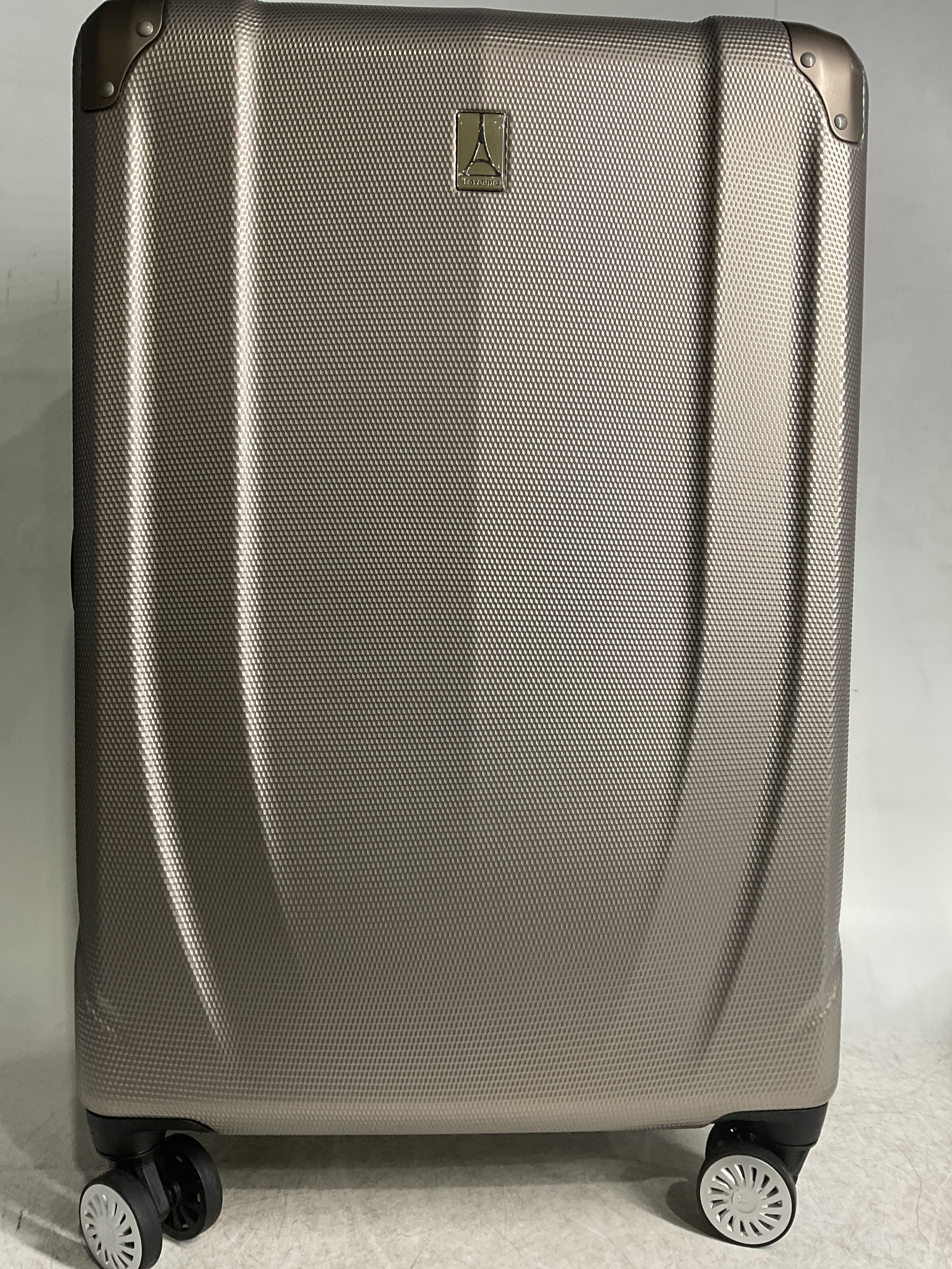 Travelpro Pathways 3 Hardside Expandable Luggage, 8 Spinner Wheels, Lightweight Hard Shell Suitcase ( Champagne , Checked Medium 25 Inch ) Champagne Checked Medium 25 Inch U11