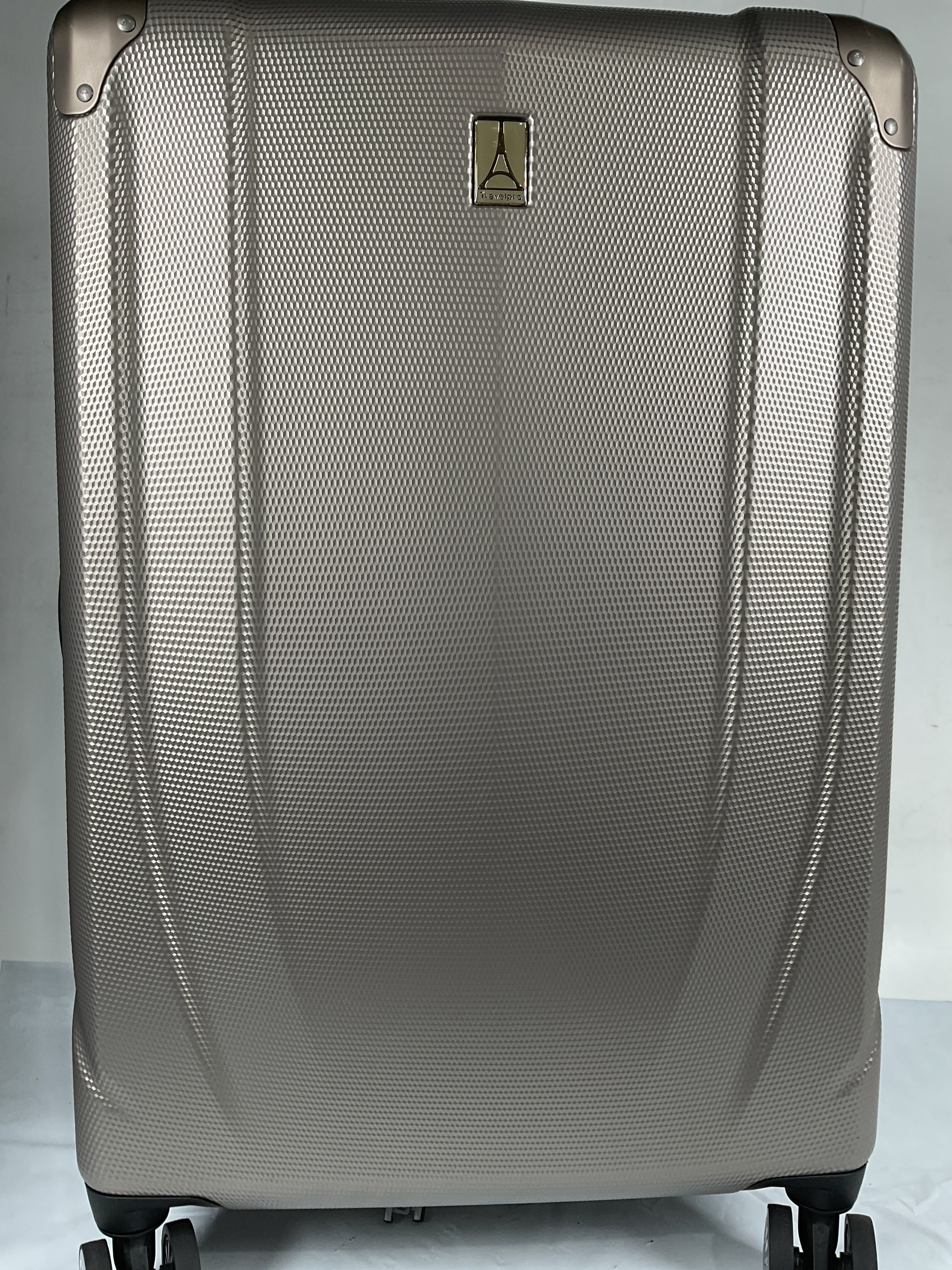 Travelpro Pathways 3 Hardside Expandable Luggage, 8 Spinner Wheels, Lightweight Hard Shell Suitcase ( Champagne , Checked Medium 25 Inch ) Champagne Checked Medium 25 Inch U12