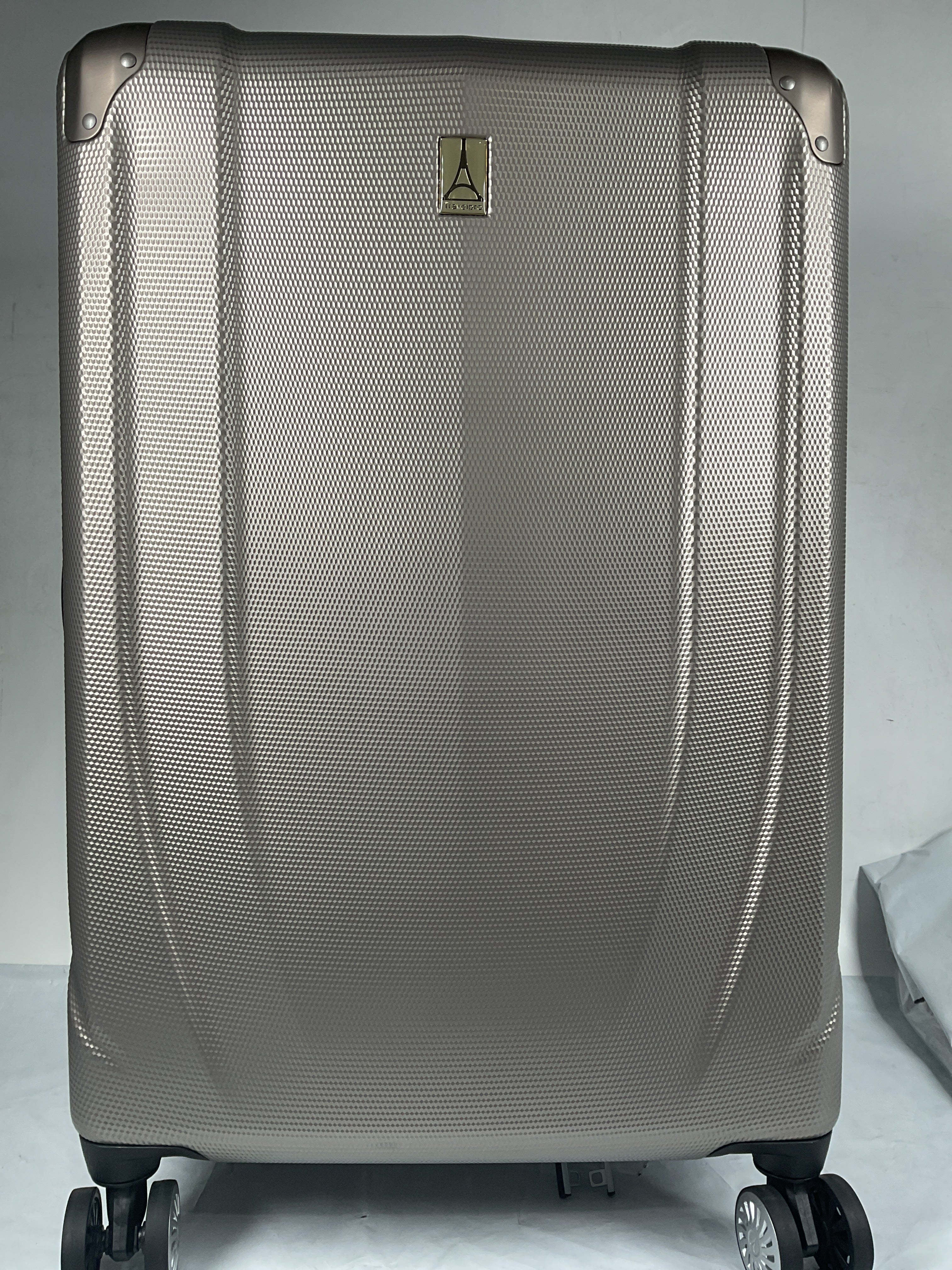 Travelpro Pathways 3 Hardside Expandable Luggage, 8 Spinner Wheels, Lightweight Hard Shell Suitcase ( Champagne , Checked Medium 25 Inch ) Champagne Checked Medium 25 Inch U14