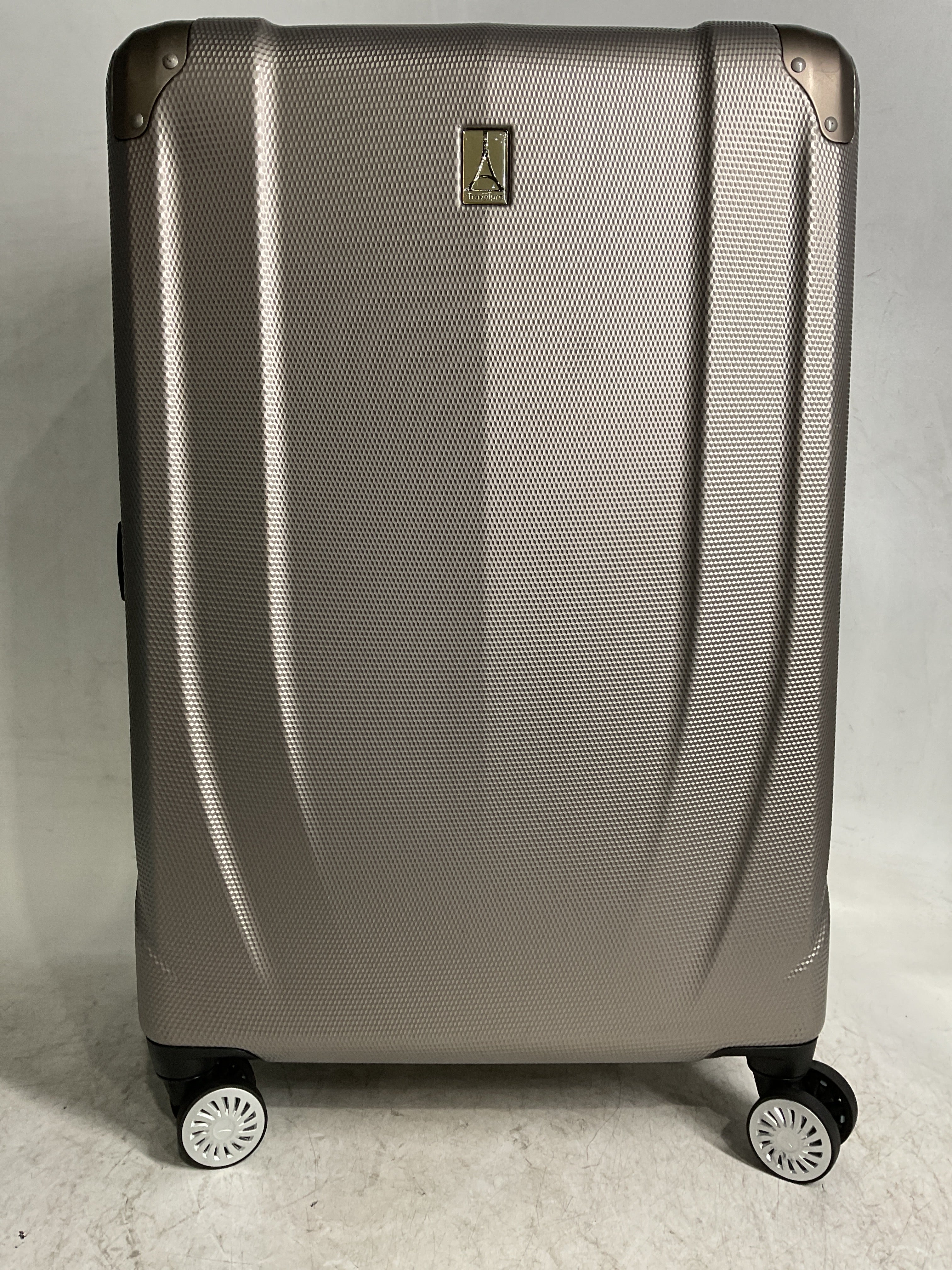 Travelpro Pathways 3 Hardside Expandable Luggage, 8 Spinner Wheels, Lightweight Hard Shell Suitcase ( Champagne , Checked Medium 25 Inch ) Champagne Checked Medium 25 Inch U6