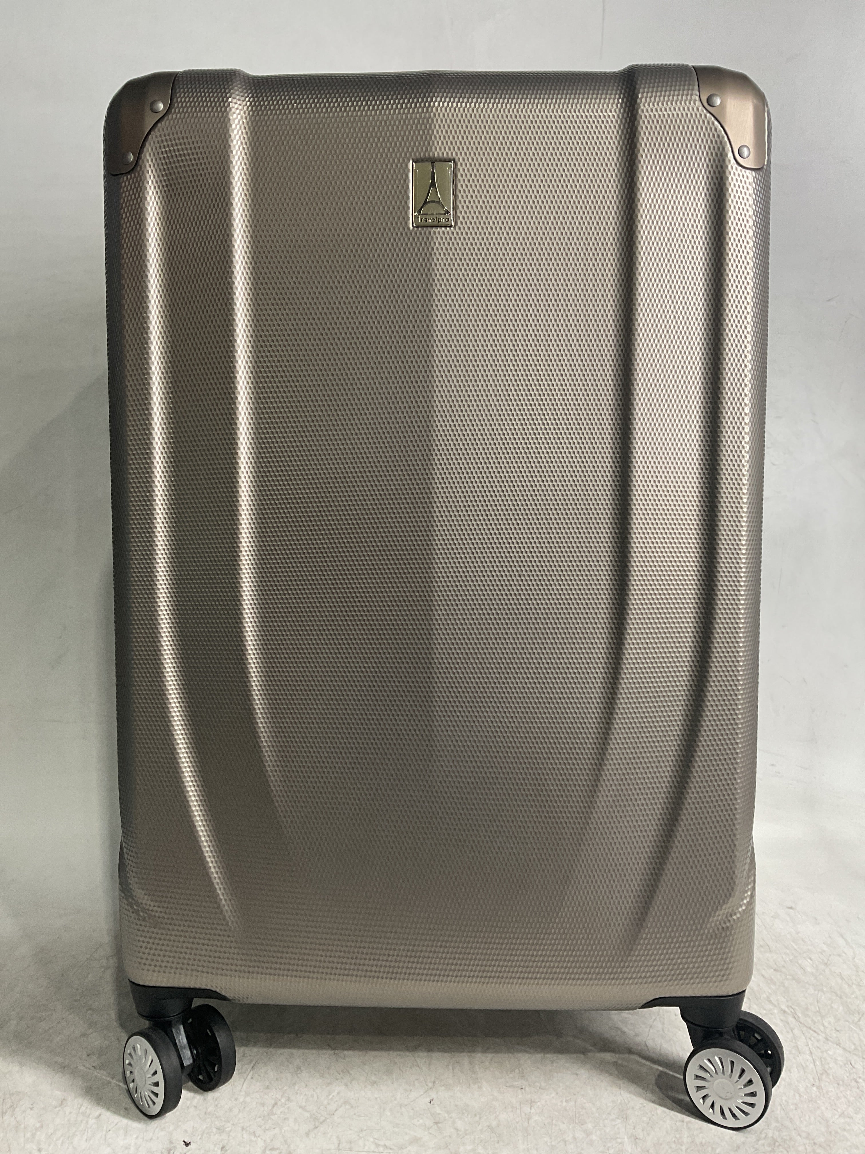 Travelpro Pathways 3 Hardside Expandable Luggage, 8 Spinner Wheels, Lightweight Hard Shell Suitcase ( Champagne , Checked Medium 25 Inch ) Champagne Checked Medium 25 Inch U7
