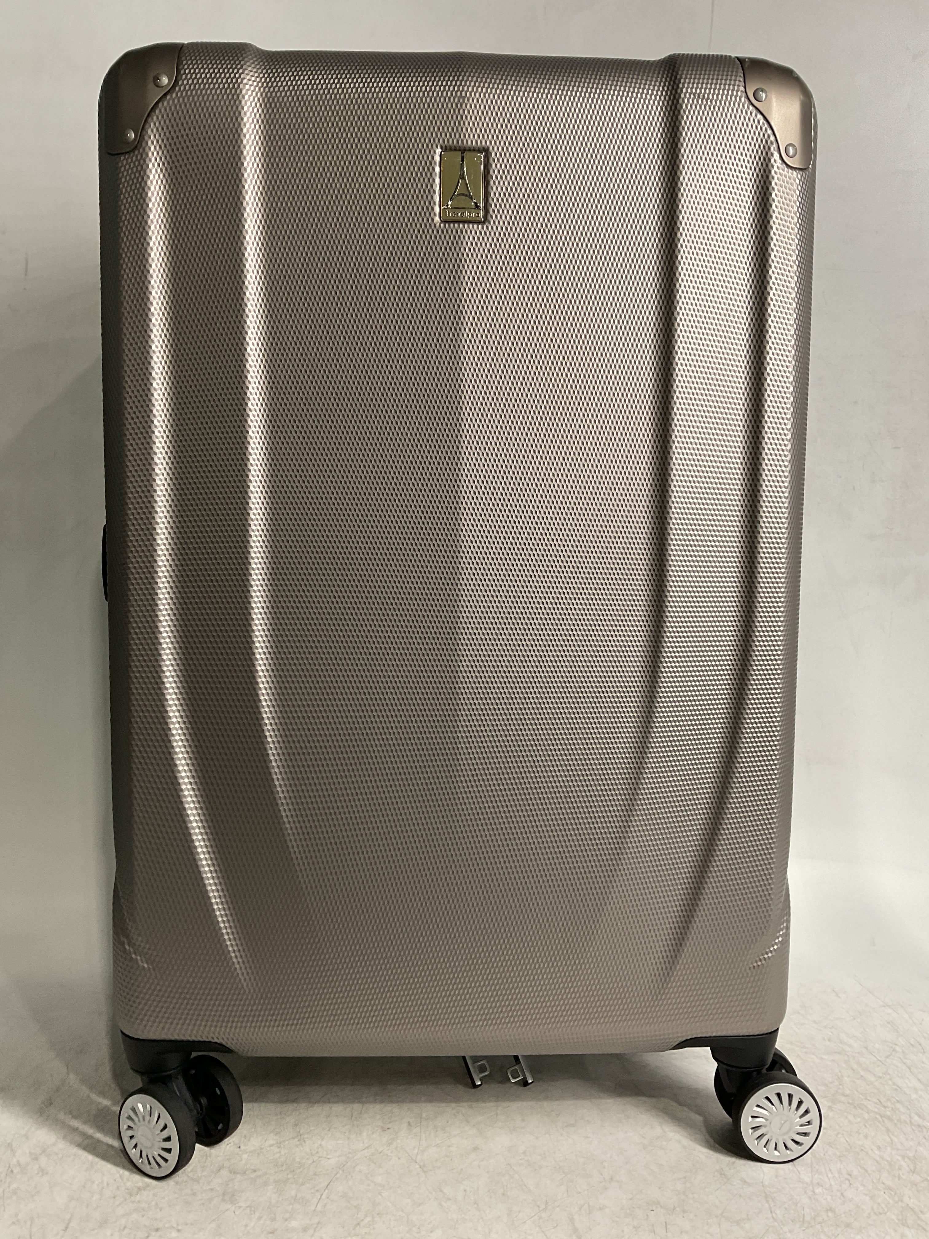 Travelpro Pathways 3 Hardside Expandable Luggage, 8 Spinner Wheels, Lightweight Hard Shell Suitcase ( Champagne , Checked Medium 25 Inch ) Champagne Checked Medium 25 Inch U9