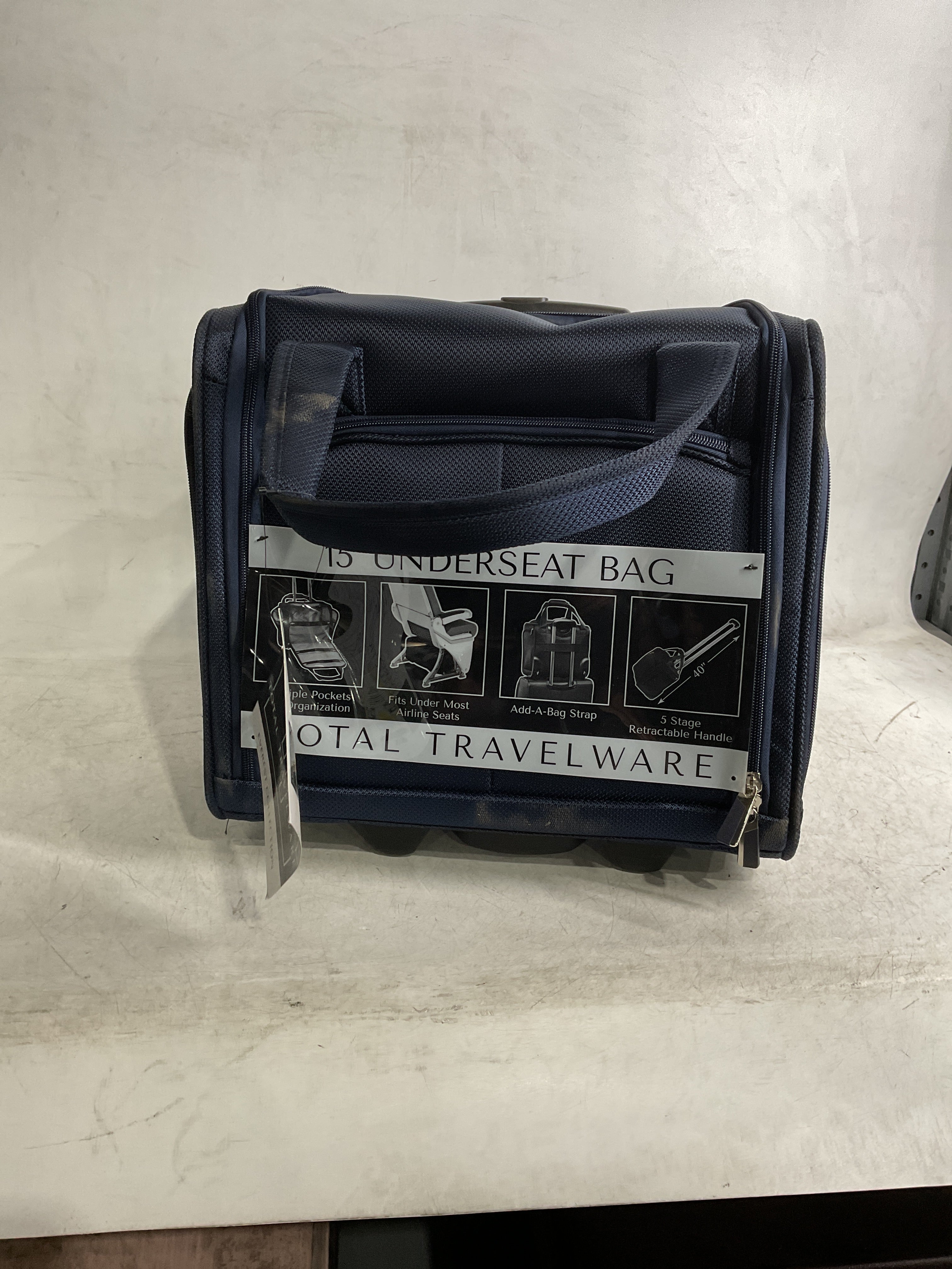 TOTAL TRAVELWARE Everest Expandable Softside Spinner ( Navy , 15-Inch Under Seat Bag Carry-On ) Navy 15 Inch Under Seat Bag Carry On U1