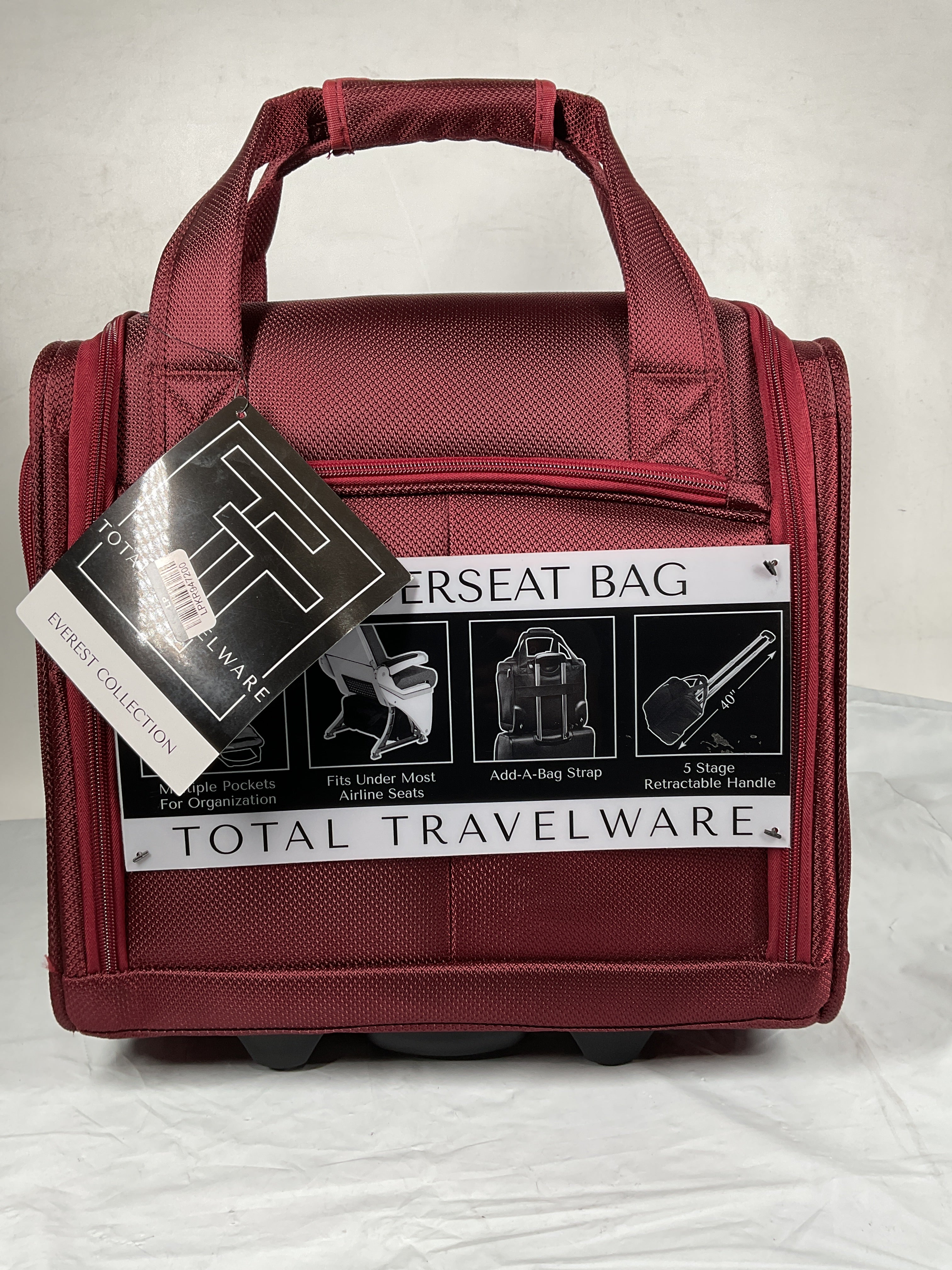 TOTAL TRAVELWARE Expandable Spinner ( Wine , 15-Inch Under Seat Bag Carry-On ) Wine 15 Inch Under Seat Bag Carry On U3