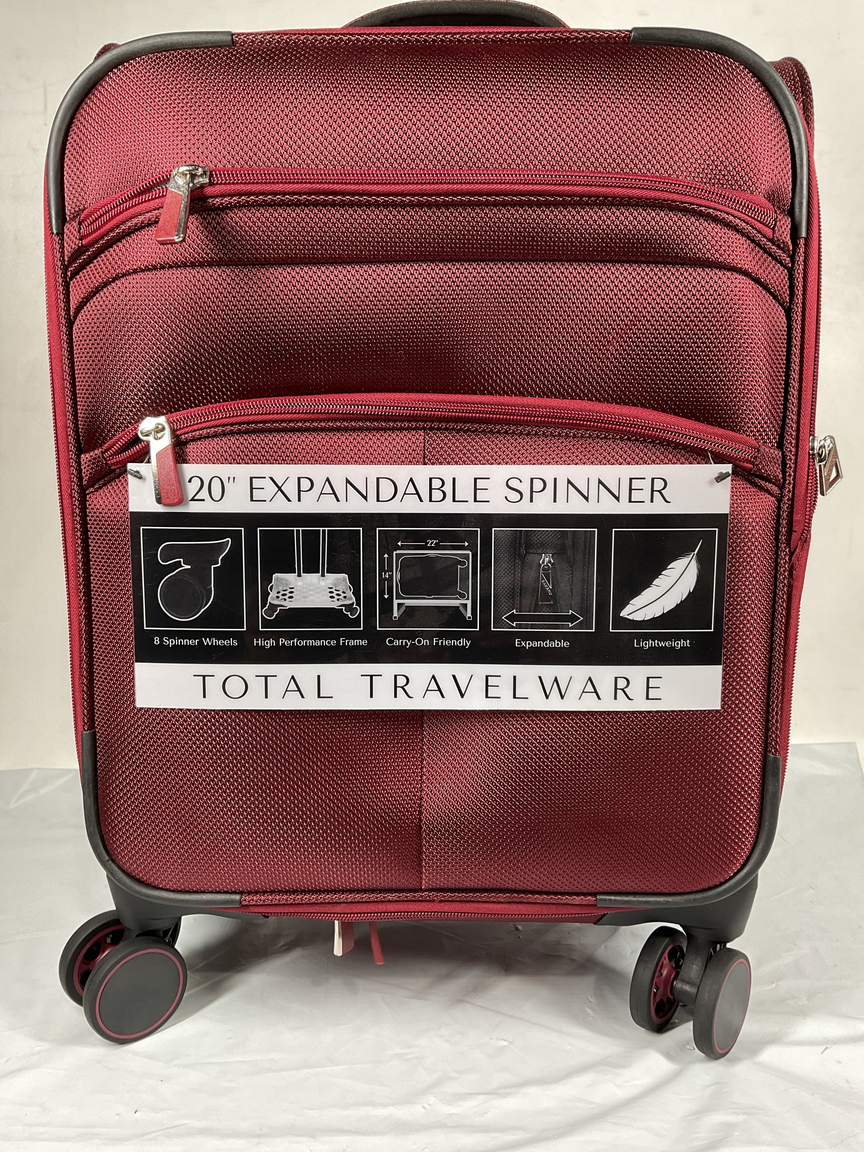 TOTAL TRAVELWARE Expandable Spinner ( Wine , 20-Inch Spinner Carry-On ) Wine 20 Inch Spinner Carry On U1